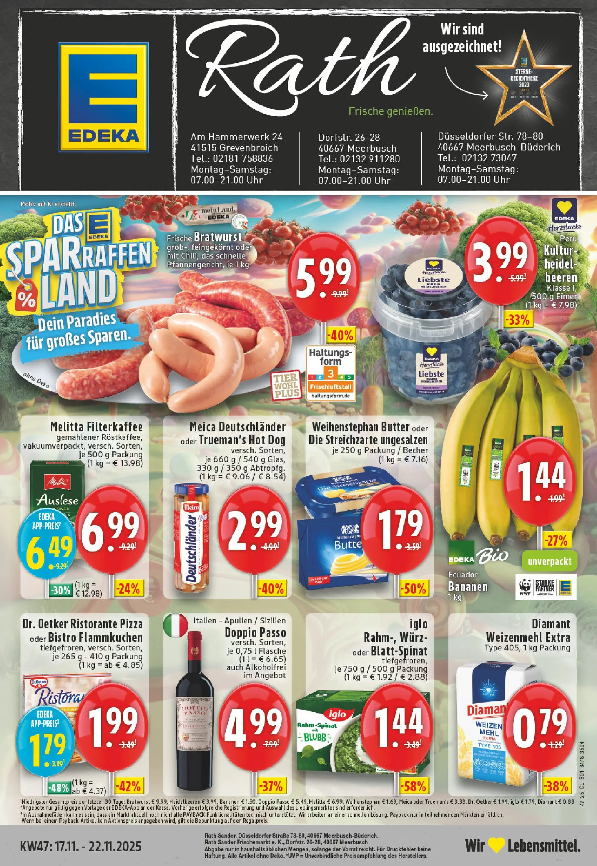 Edeka prospekt Meerbusch-Büderich	 (ab 17.11.2025) » Angebote Online | Seite: 1 | Produkte: Ristorante, Butter, Pizza, Uhr