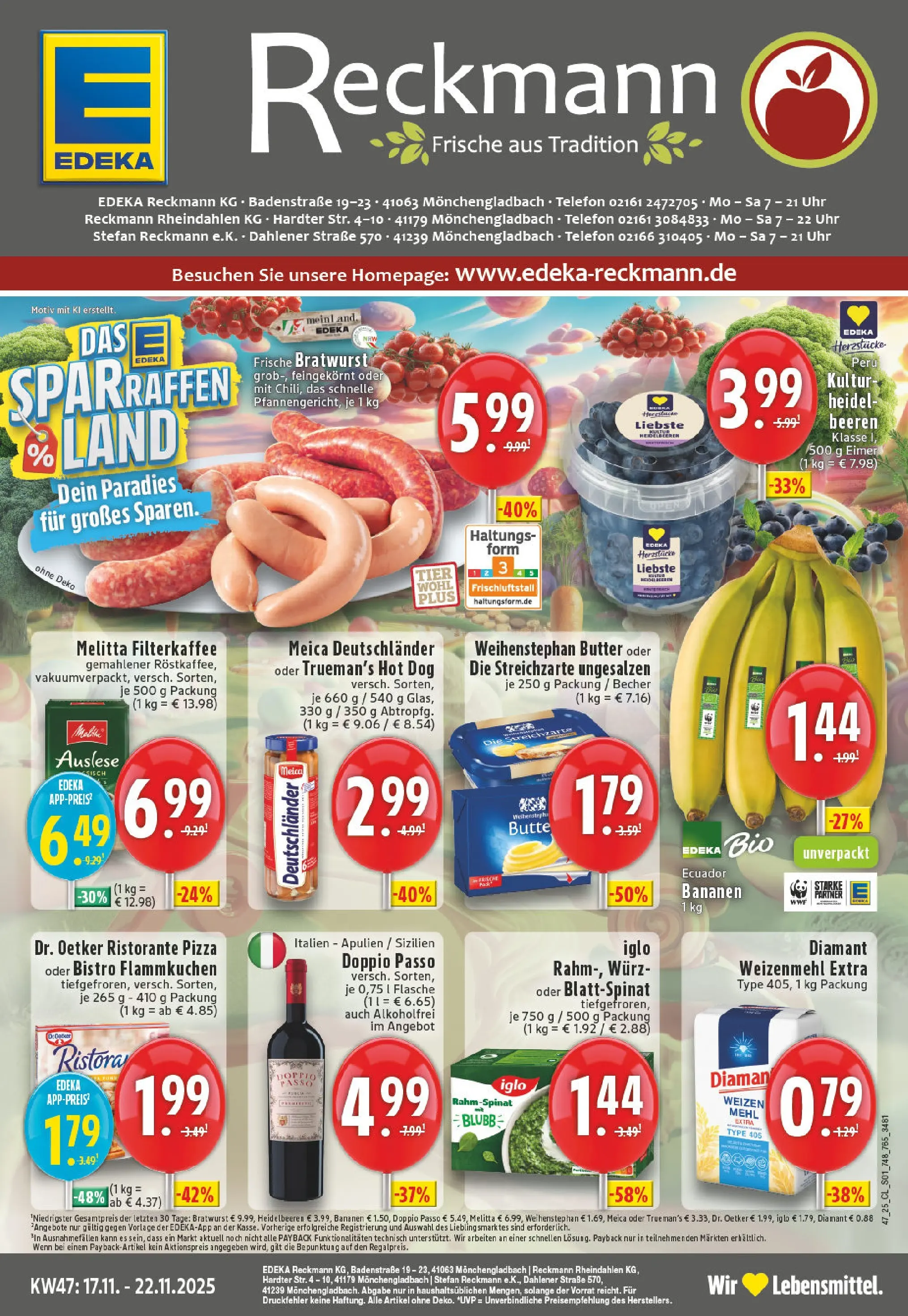 Edeka prospekt Mönchengladbach-Rheydt	 (ab 17.11.2025) » Angebote Online | Seite: 1 | Produkte: Ristorante, Weihenstephan butter, Pizza, Uhr