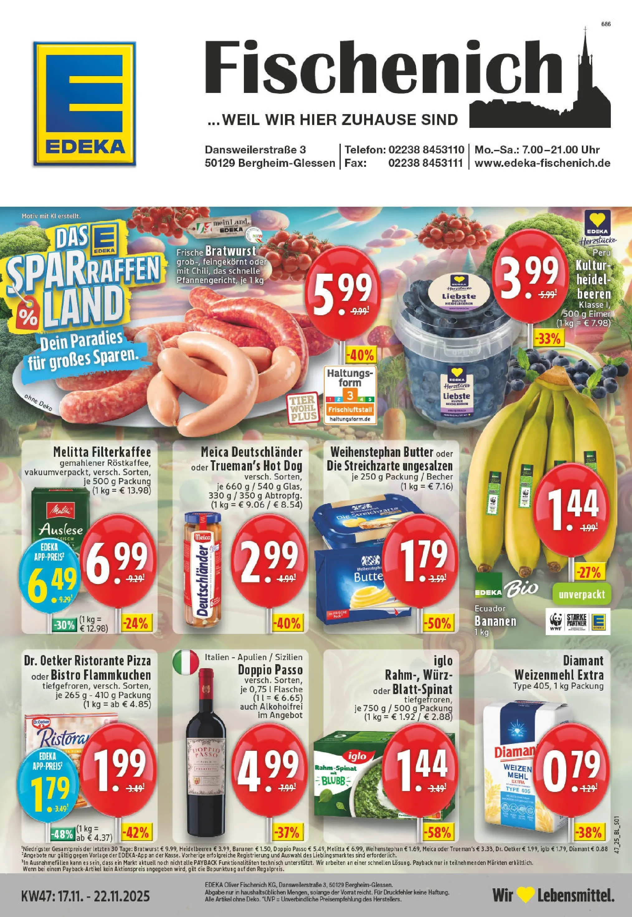 Edeka prospekt Bergheim	 (ab 17.11.2025) » Angebote Online | Seite: 1 | Produkte: Butter, Bratwurst, Bananen, Weizenmehl