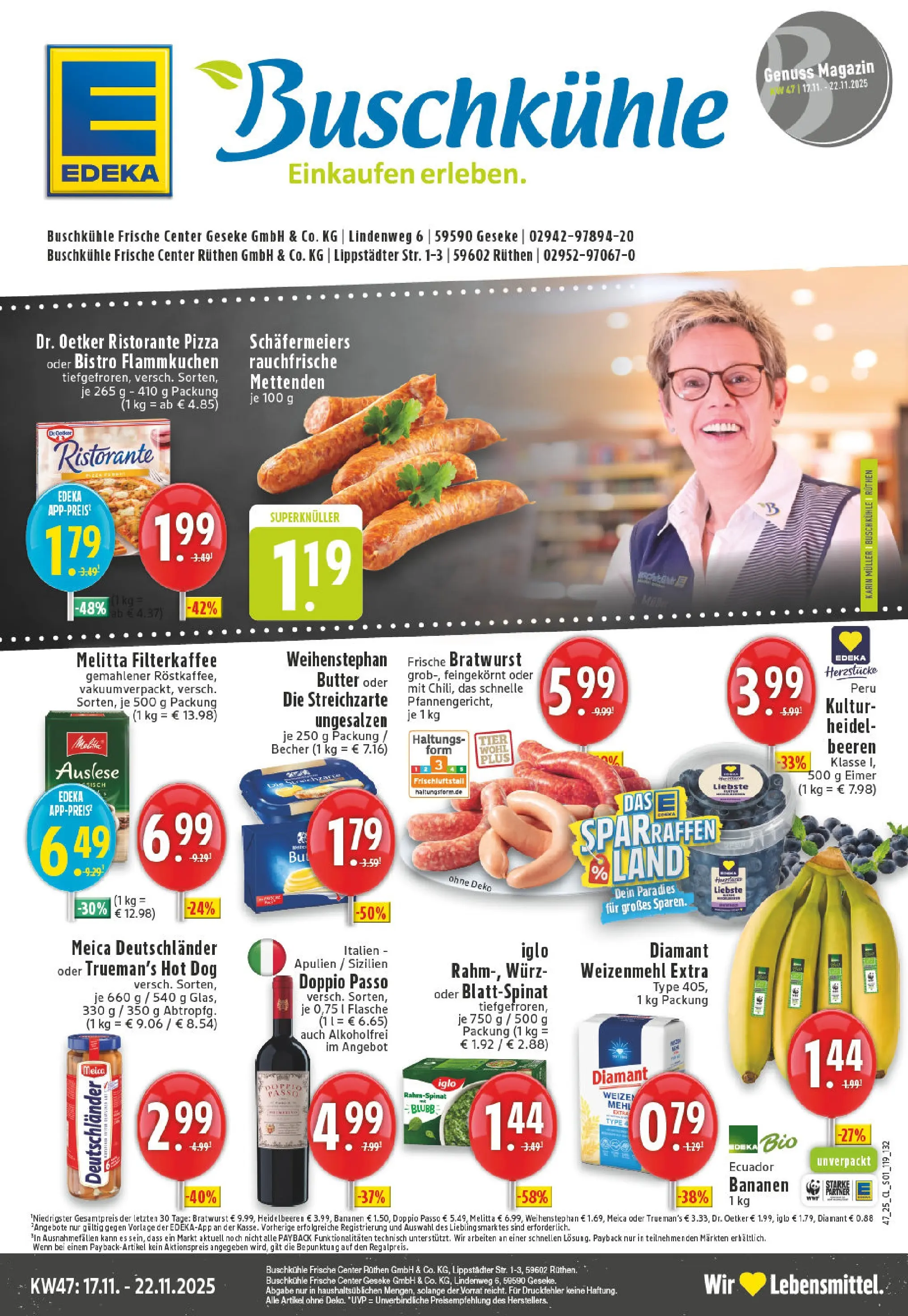 Edeka prospekt Rüthen	 (ab 17.11.2025) » Angebote Online | Seite: 1 | Produkte: Melitta, Iglo, Weizenmehl, Pizza