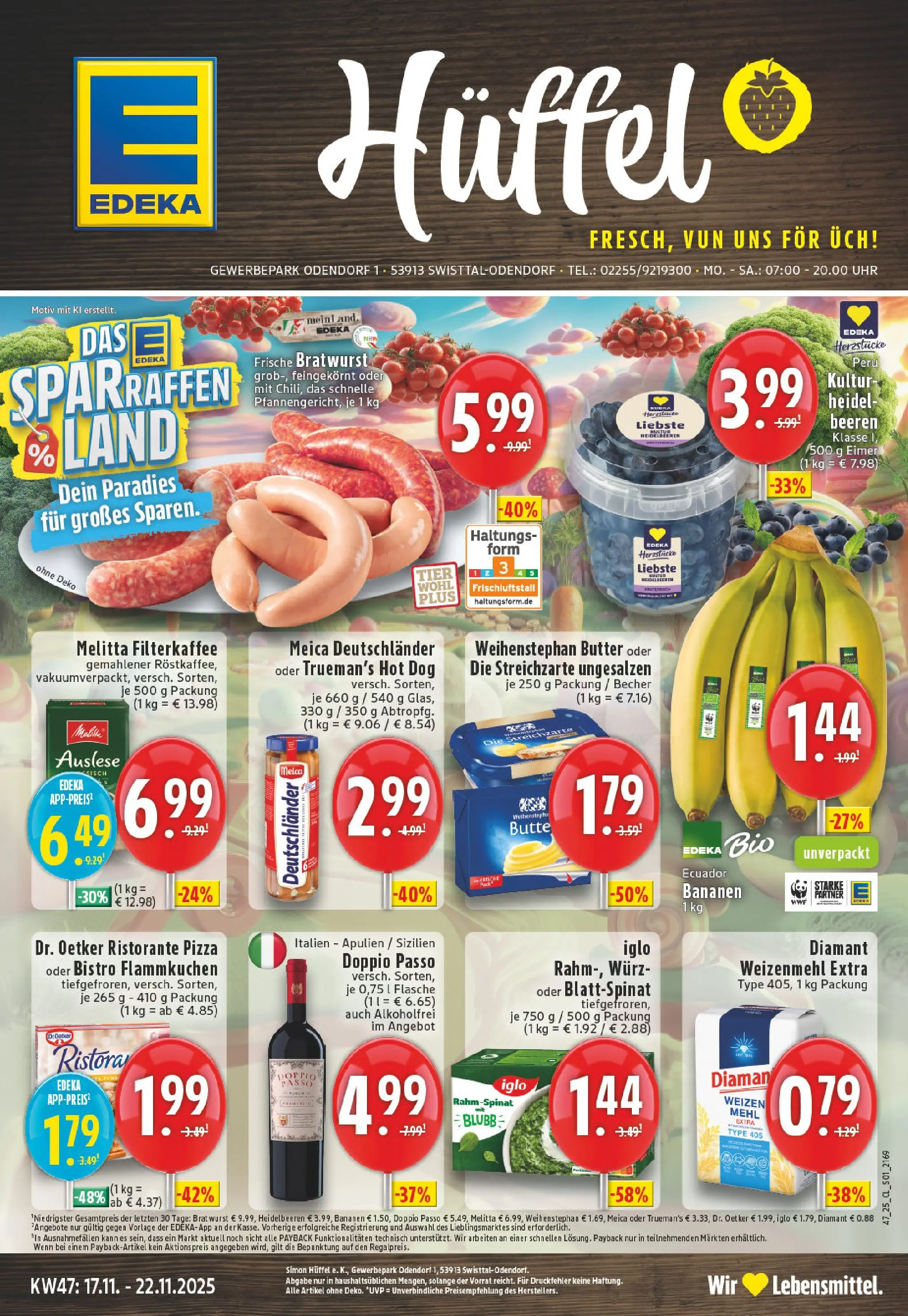 Edeka prospekt Swisttal-Odendorf	 (ab 17.11.2025) » Angebote Online | Seite: 1 | Produkte: Iglo, Bananen, Meica, Wurst