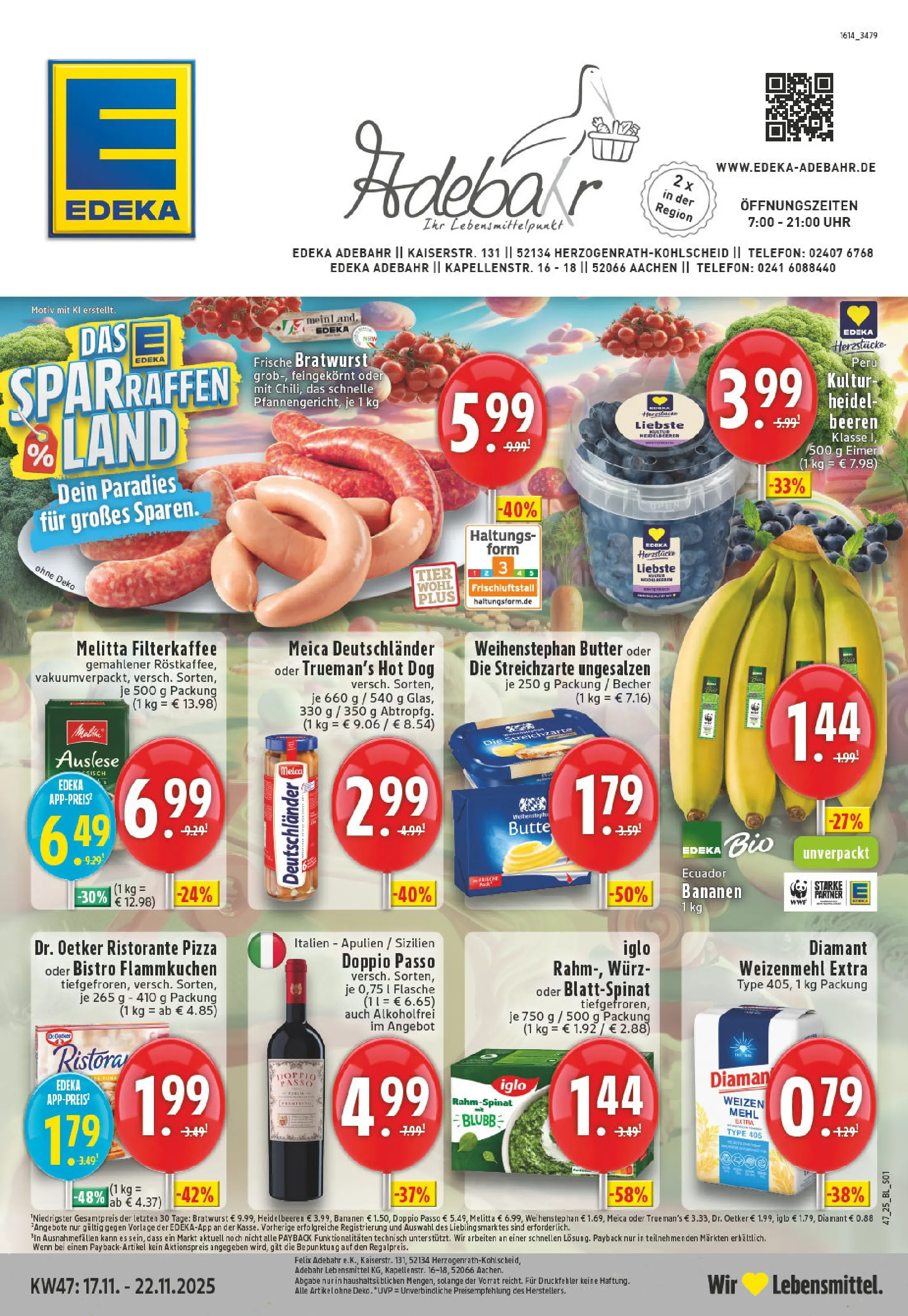 Edeka prospekt Aachen	 (ab 17.11.2025) » Angebote Online | Seite: 1 | Produkte: Melitta, Weihenstephan butter, Telefon, Uhr