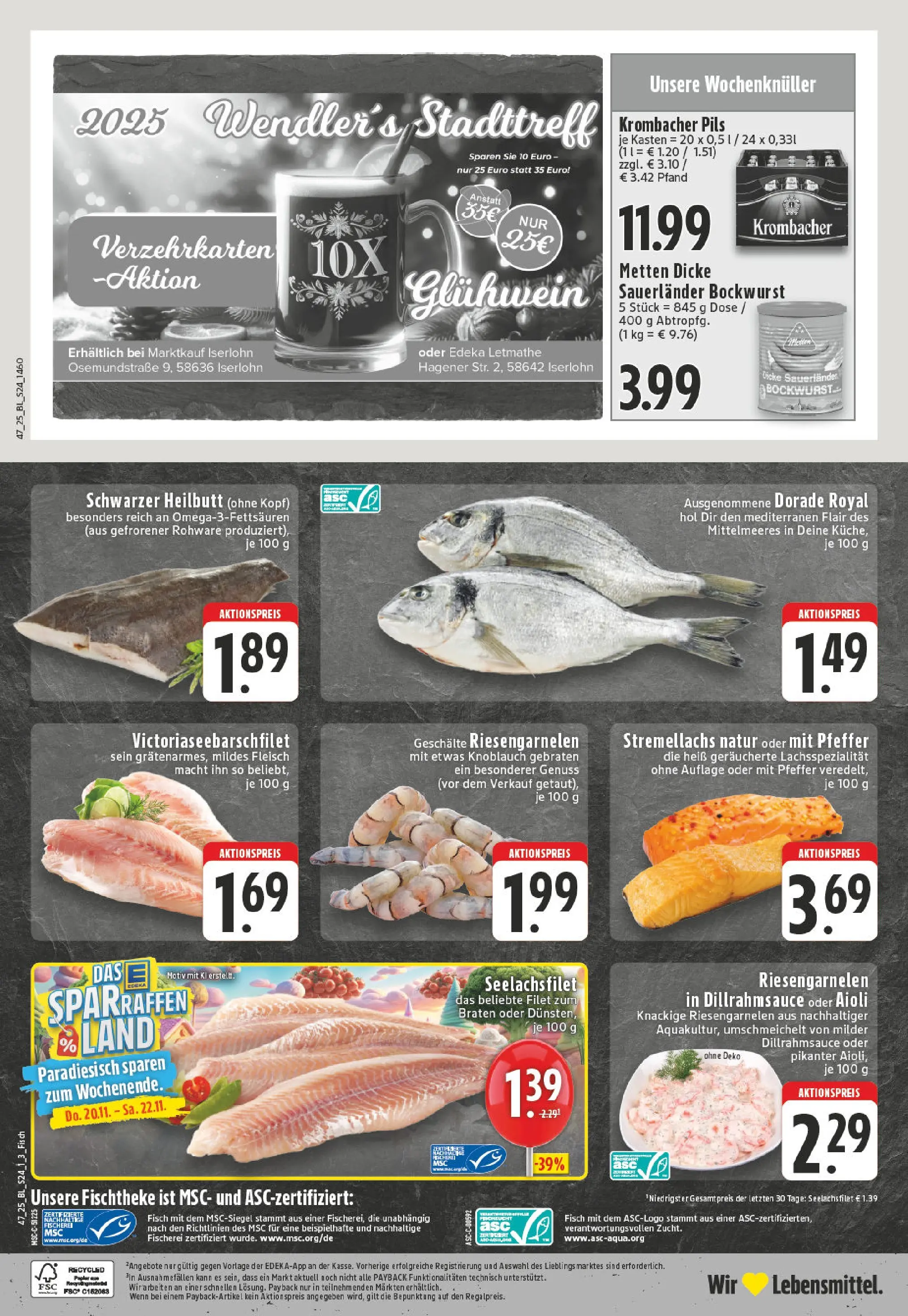 Edeka prospekt Iserlohn-Letmathe	 (ab 17.11.2025) » Angebote Online | Seite: 24 | Produkte: Bockwurst, Dicke sauerlander bockwurst, Pils, Fleisch