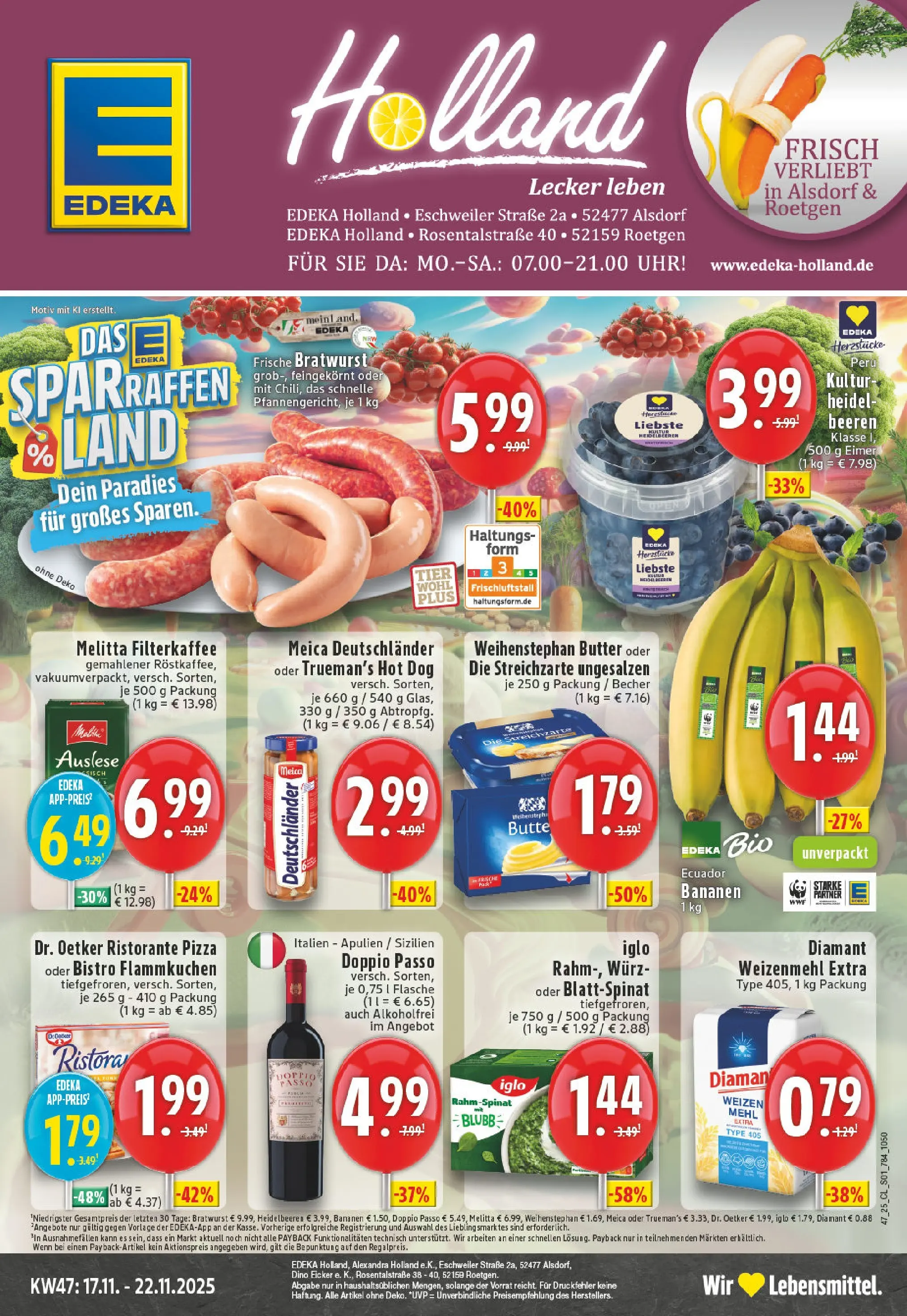 Edeka prospekt Alsdorf	 (ab 17.11.2025) » Angebote Online | Seite: 1 | Produkte: Melitta, Bratwurst, Meica, Uhr