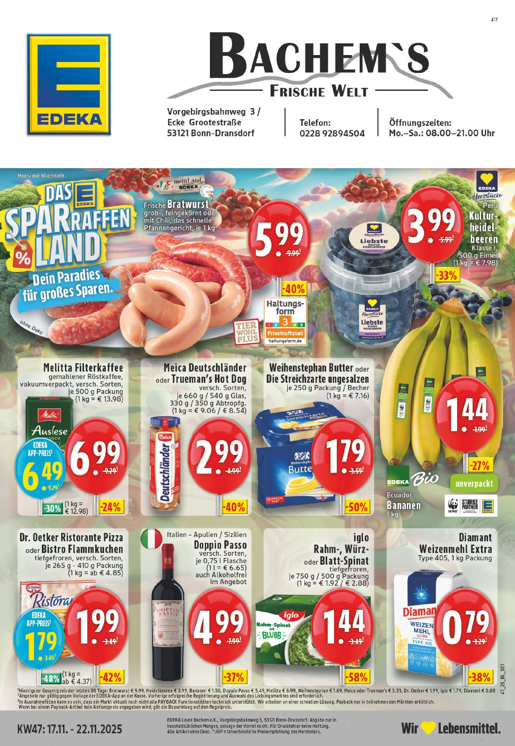 Edeka prospekt Bonn	 (ab 17.11.2025) » Angebote Online | Seite: 1 | Produkte: Ristorante, Melitta, Butter, Bratwurst
