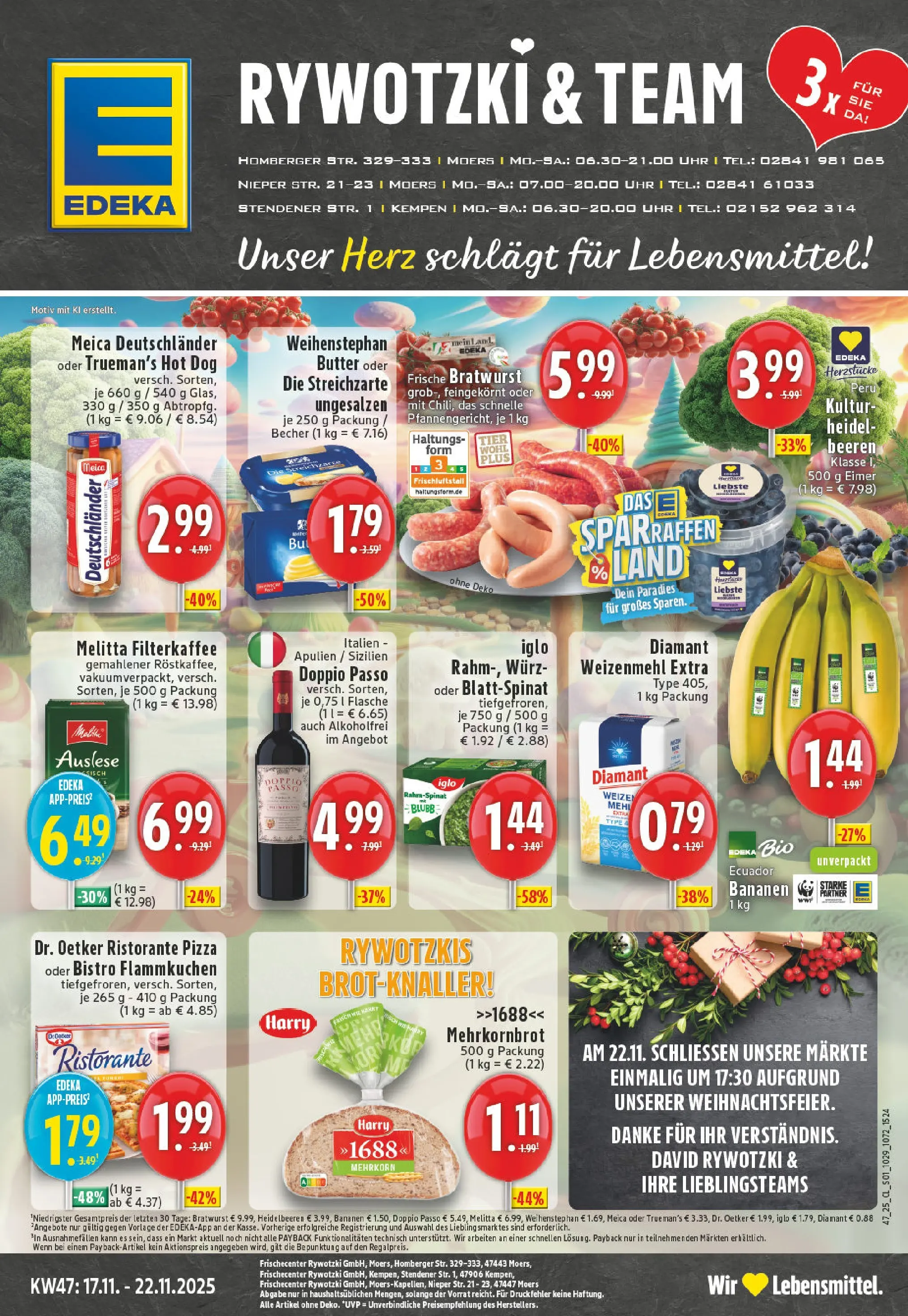 Edeka prospekt Kempen	 (ab 17.11.2025) » Angebote Online | Seite: 1 | Produkte: Melitta, Mehl, Bratwurst, Doppio Passo