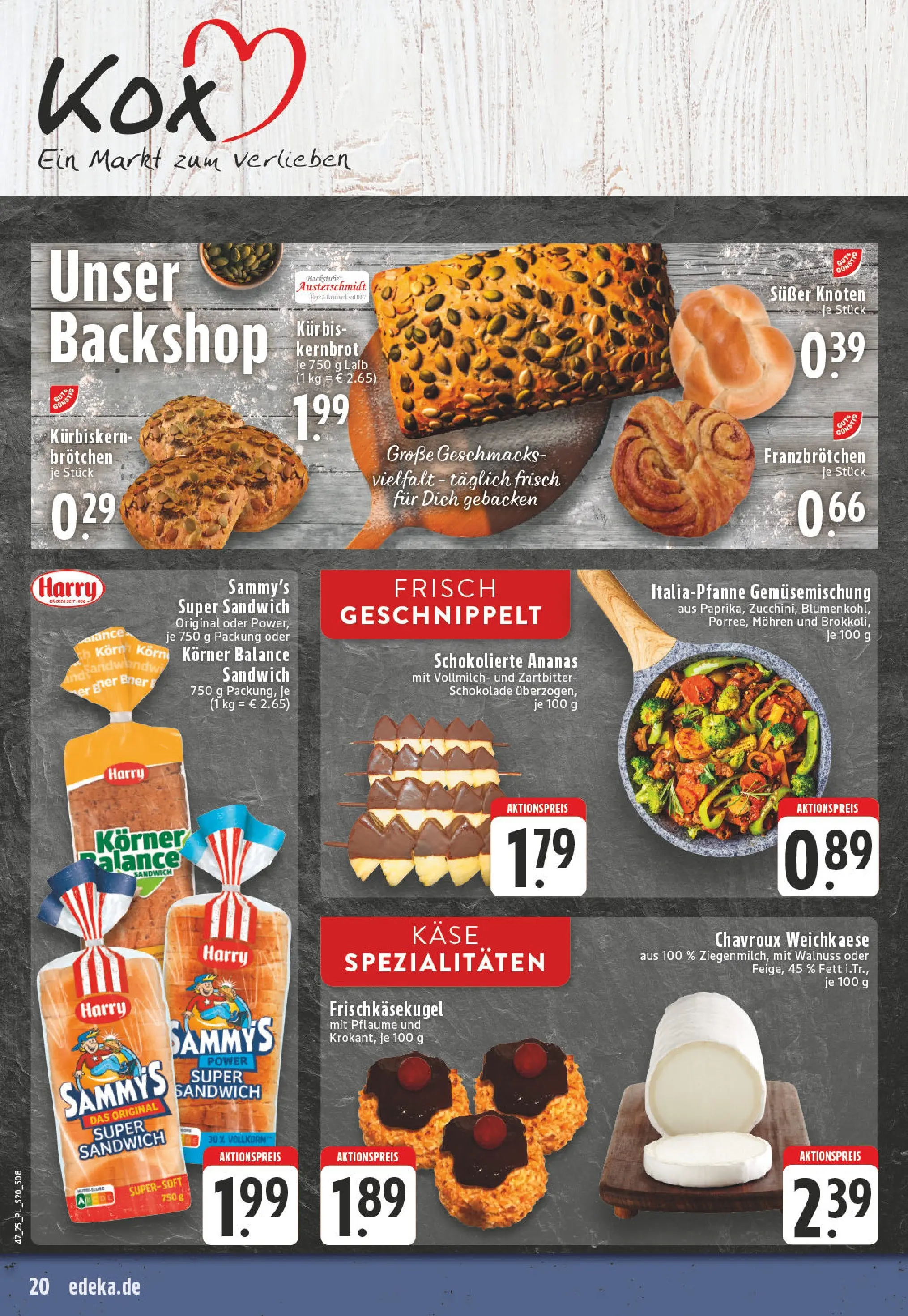 Edeka prospekt Kerken-Aldekerk	 (ab 17.11.2025) » Angebote Online | Seite: 20 | Produkte: Schokolade, Ananas, Mohren, Kürbis