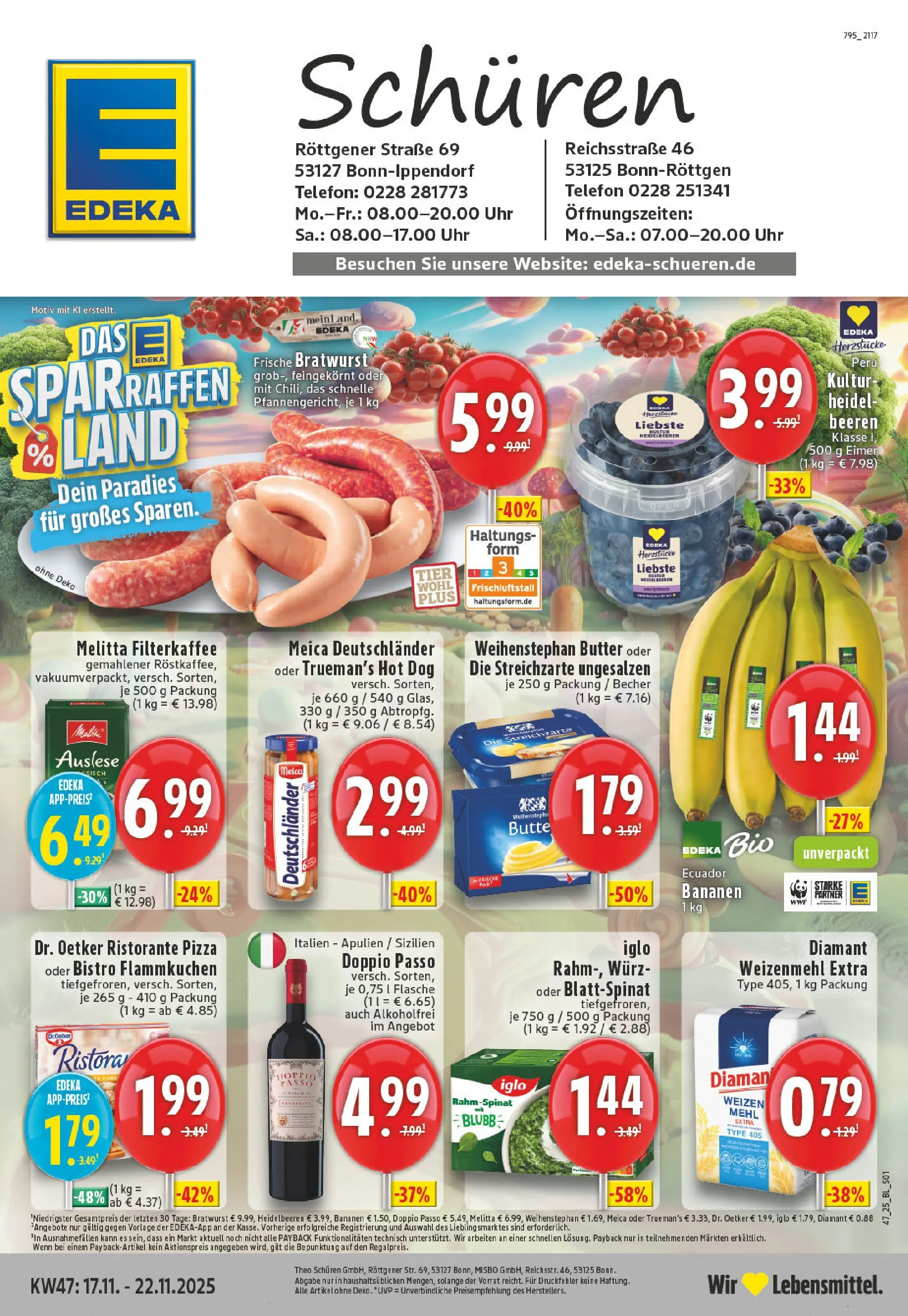 Edeka prospekt Bonn	 (ab 17.11.2025) » Angebote Online | Seite: 1 | Produkte: Iglo, Bratwurst, Bananen, Doppio Passo