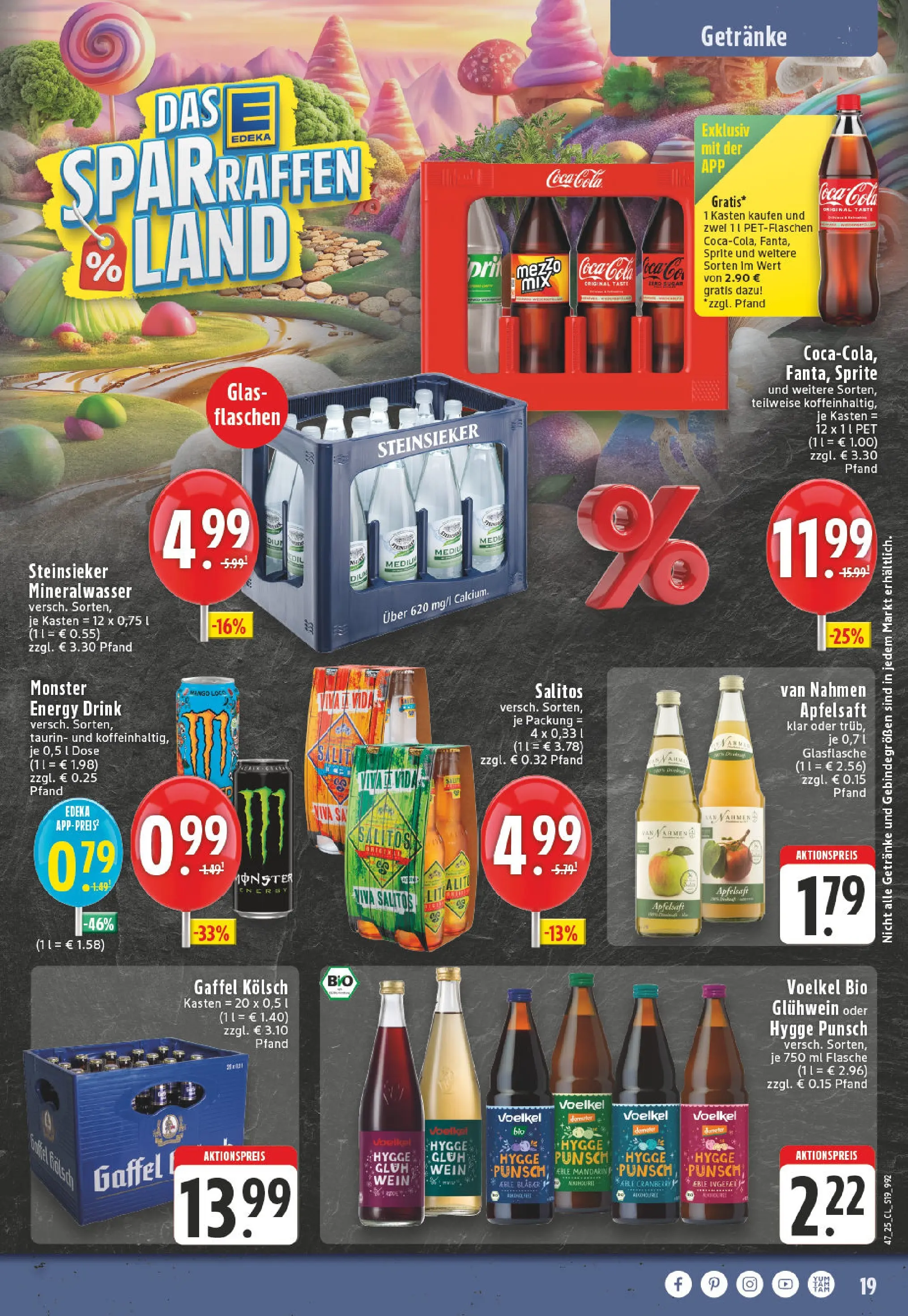 Edeka prospekt Köln-Lindenthal	 (ab 17.11.2025) » Angebote Online | Seite: 19 | Produkte: Apfelsaft, Mineralwasser, Monster, Mango