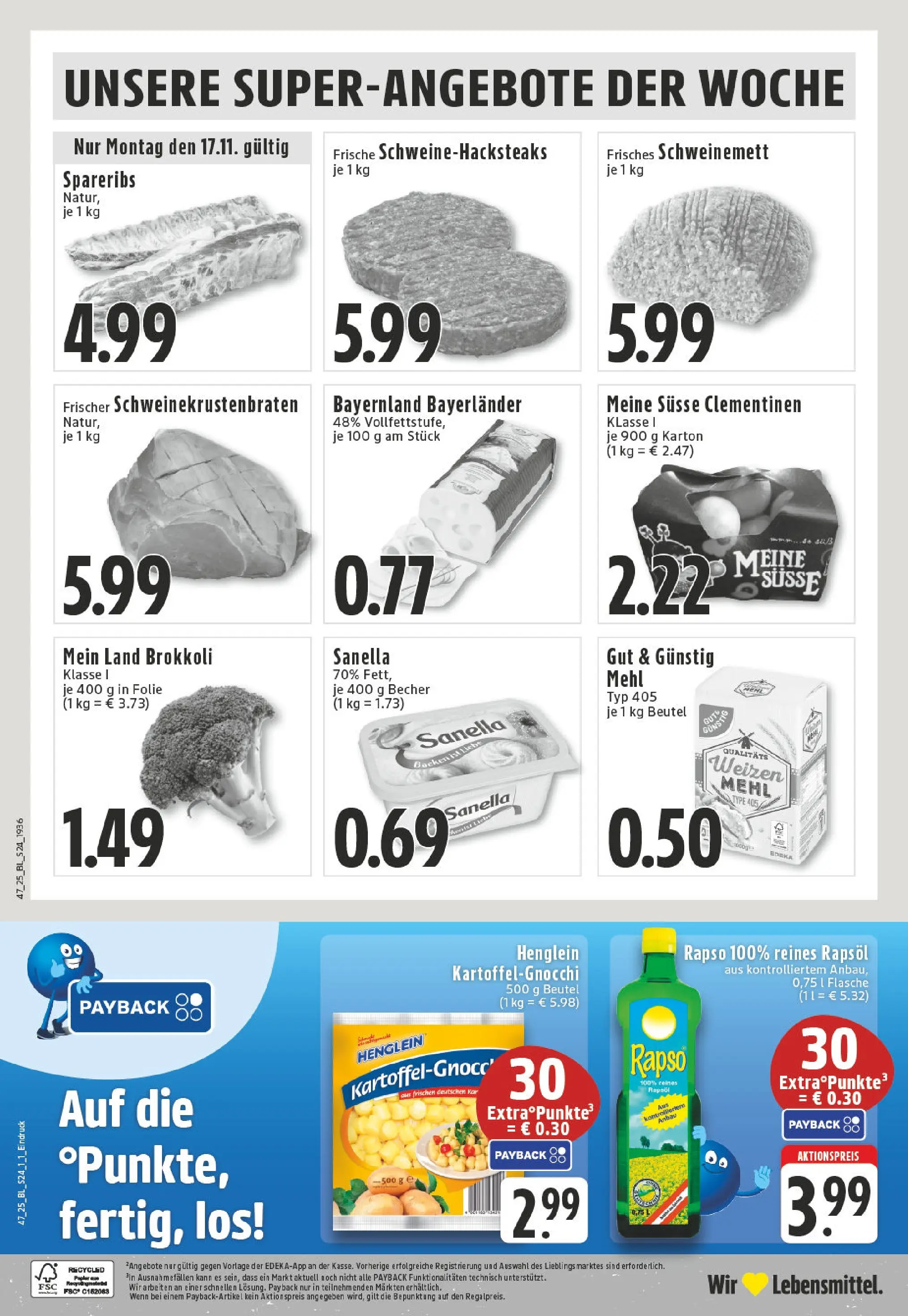 Edeka prospekt Ahaus	 (ab 17.11.2025) » Angebote Online | Seite: 24 | Produkte: Mehl, Rapsöl, Steak, Sanella