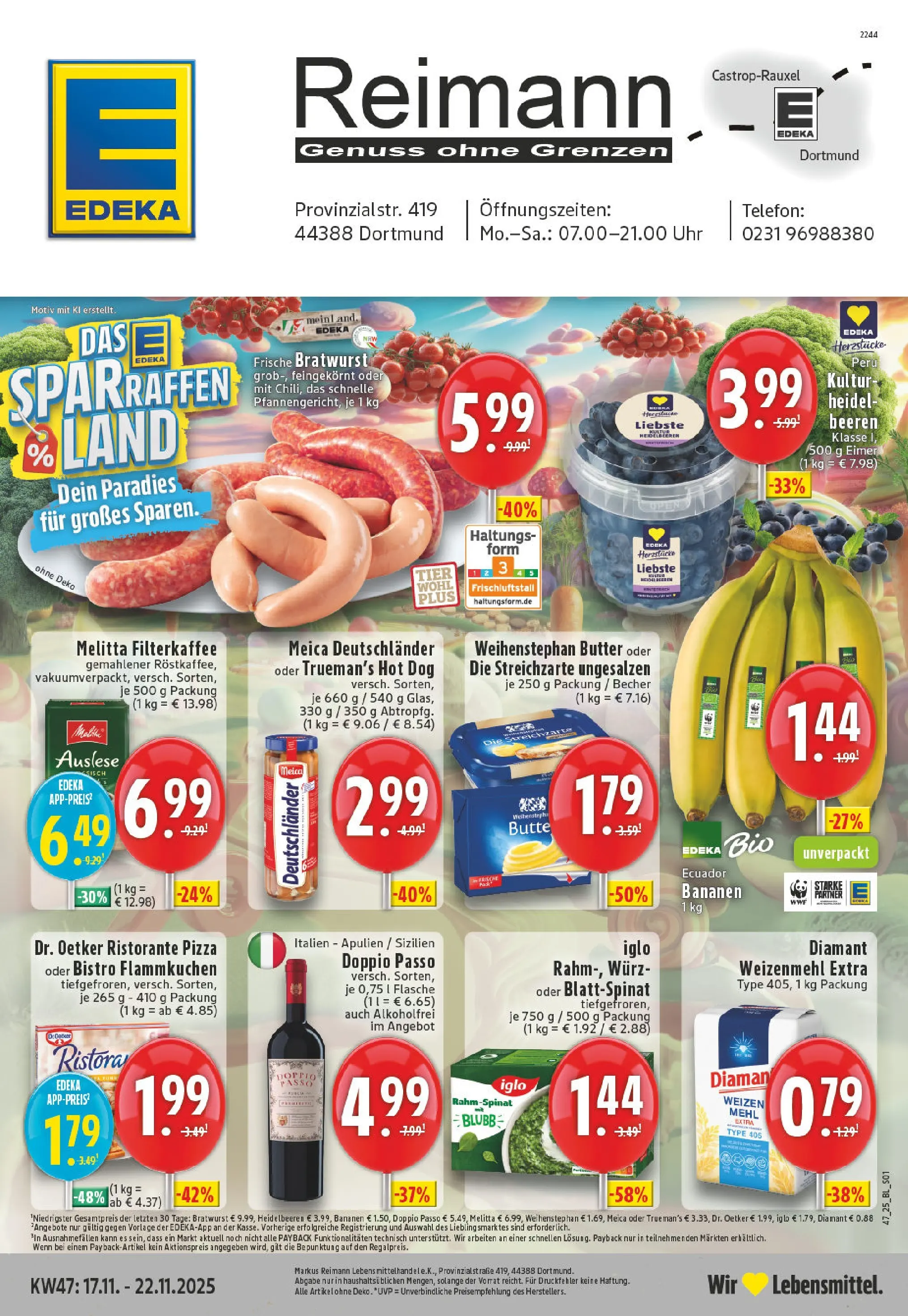 Edeka prospekt Dortmund	 (ab 17.11.2025) » Angebote Online | Seite: 1 | Produkte: Mehl, Heidelbeeren, Pizza, Telefon