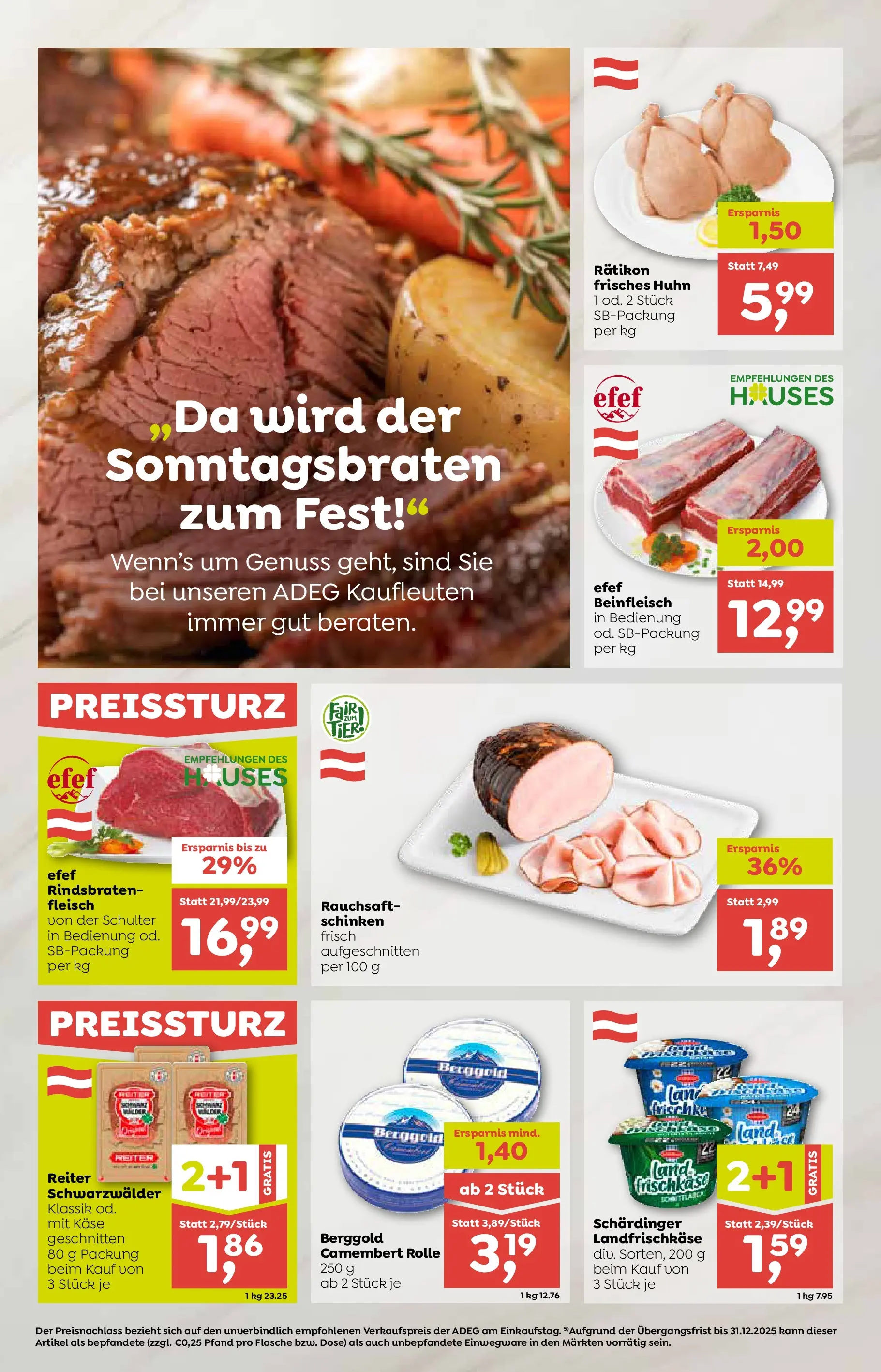 ADEG  Sonntag von 20.11.2025 - Aktuelle Angebote | Seite: 2 | Produkte: Käse, Schinken