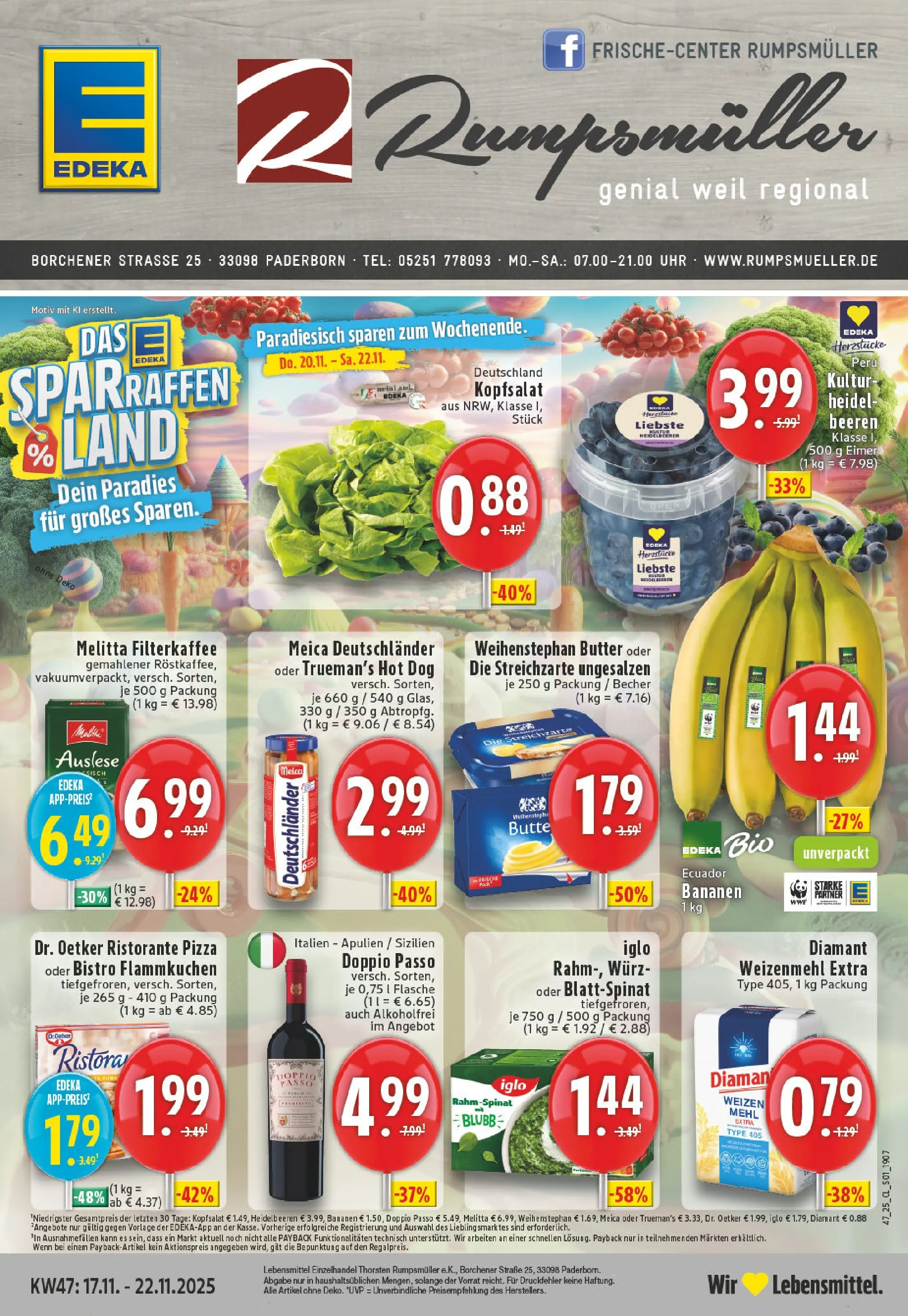 Edeka prospekt Paderborn	 (ab 17.11.2025) » Angebote Online | Seite: 1 | Produkte: Ristorante, Bananen, Doppio Passo, Uhr
