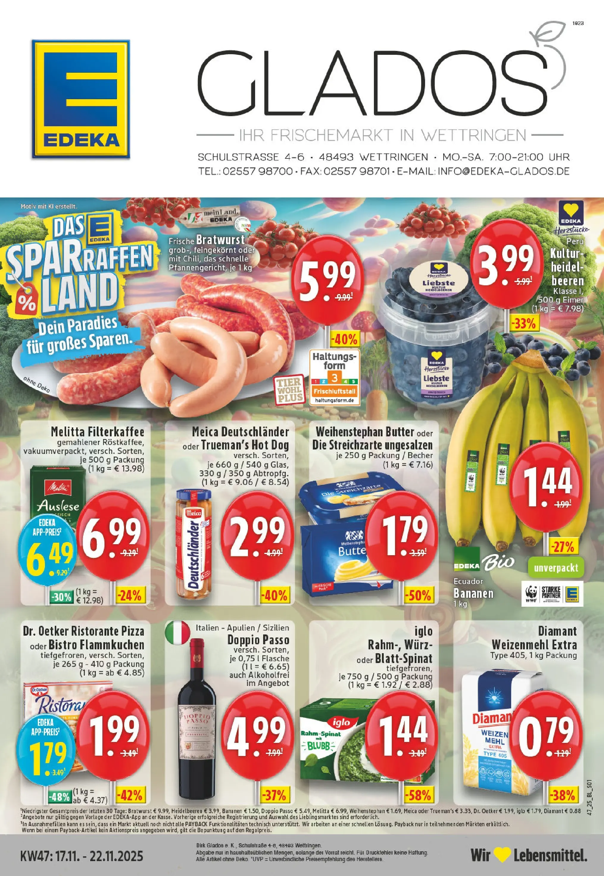 Edeka prospekt Wettringen	 (ab 17.11.2025) » Angebote Online | Seite: 1 | Produkte: Ristorante, Mehl, Iglo, Heidelbeeren