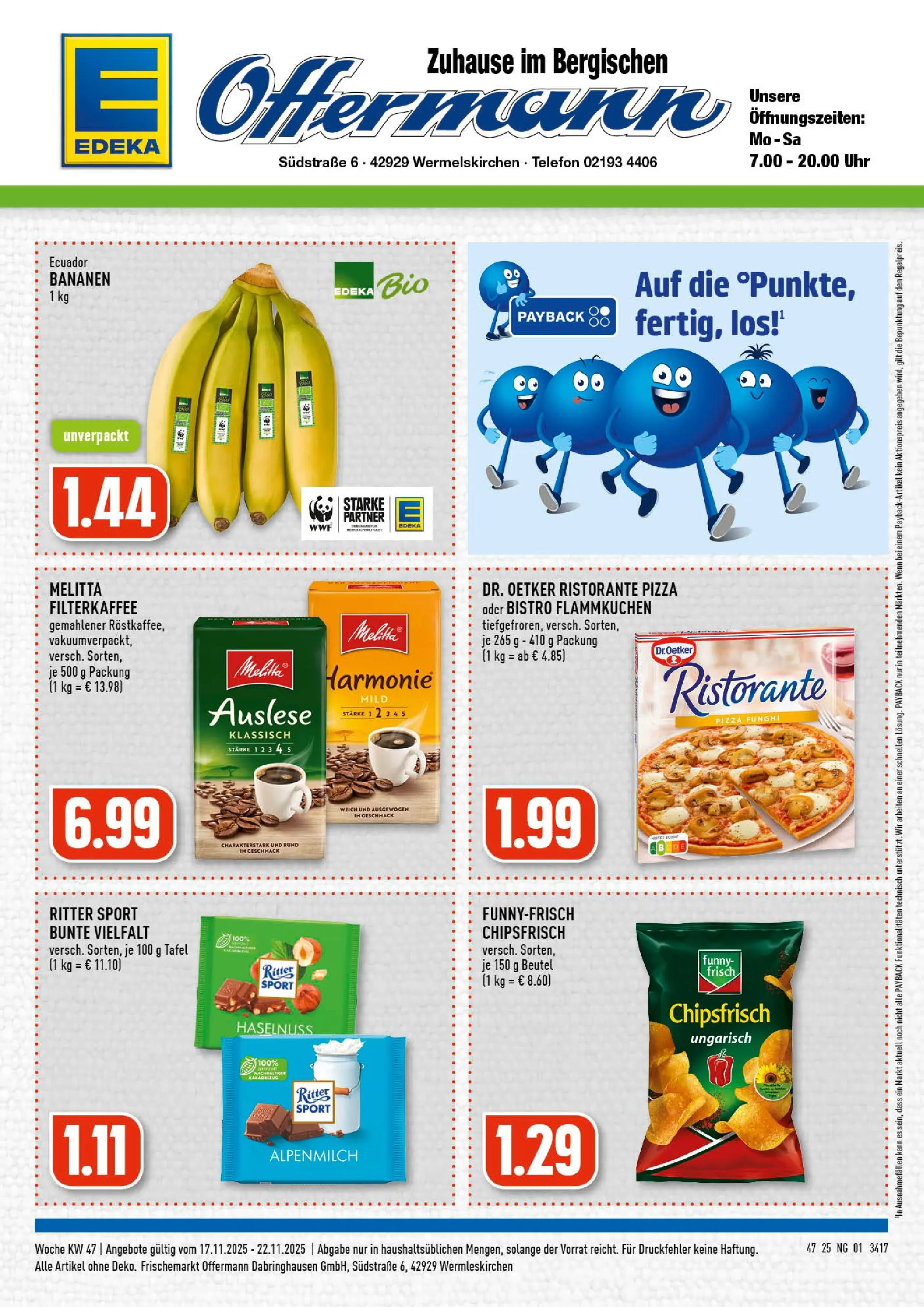 Edeka prospekt Wermelskirchen	 (ab 17.11.2025) » Angebote Online | Seite: 1 | Produkte: Ritter sport, Bananen, Pizza, Telefon