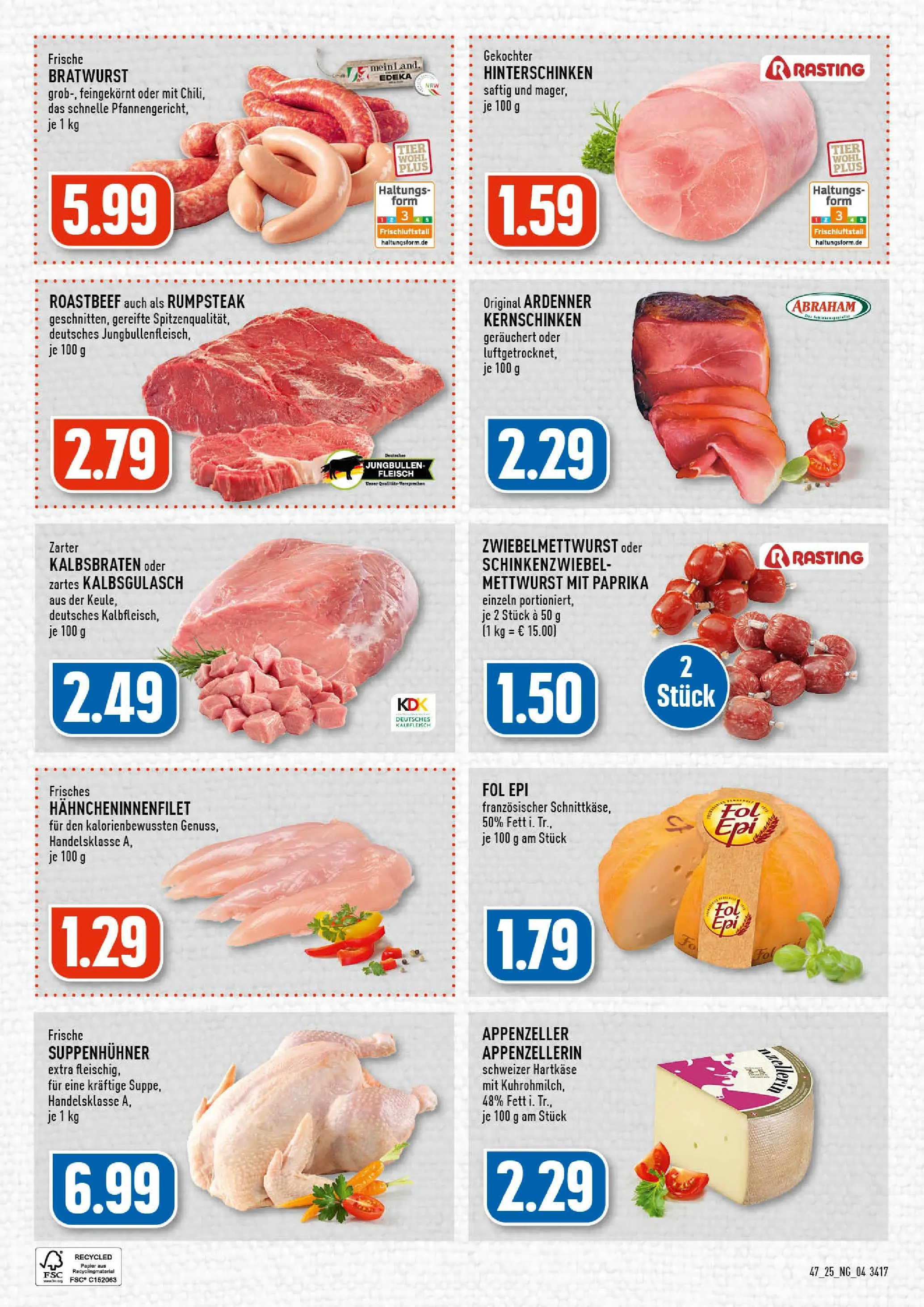 Edeka prospekt Wermelskirchen	 (ab 17.11.2025) » Angebote Online | Seite: 4 | Produkte: Bratwurst, Roastbeef, Paprika, Fleisch