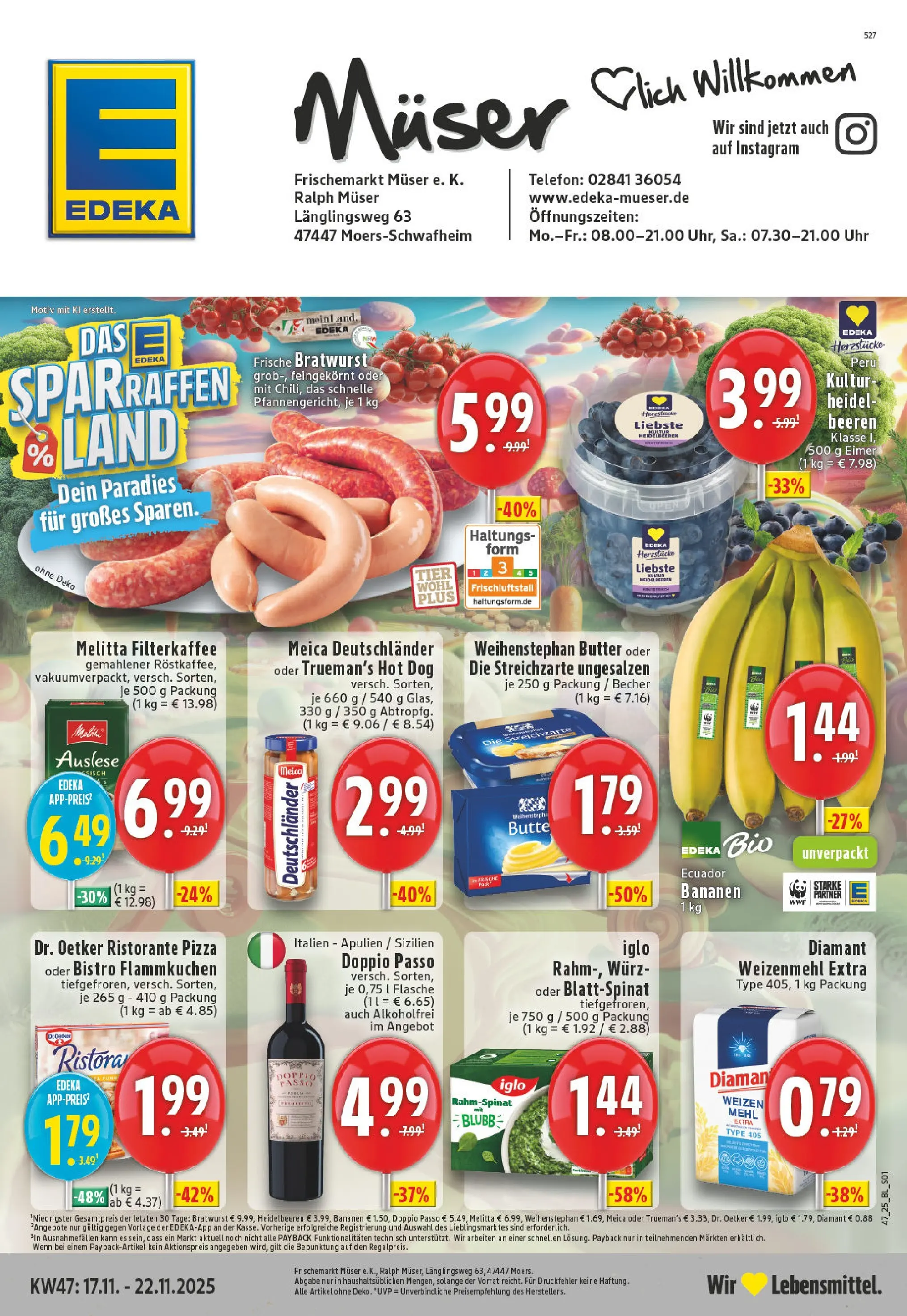 Edeka prospekt Moers	 (ab 17.11.2025) » Angebote Online | Seite: 1 | Produkte: Iglo, Bratwurst, Meica, Pizza