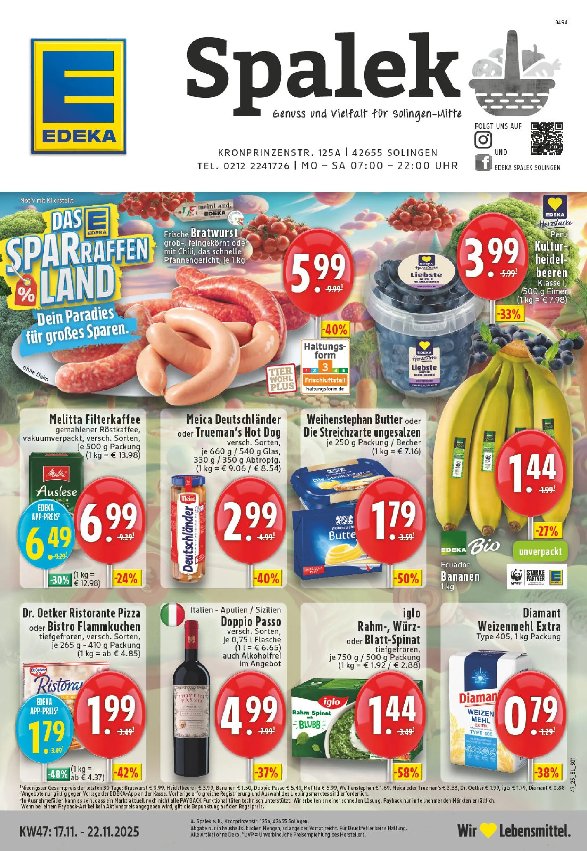 Edeka prospekt Solingen	 (ab 17.11.2025) » Angebote Online | Seite: 1 | Produkte: Mehl, Butter, Iglo, Bananen