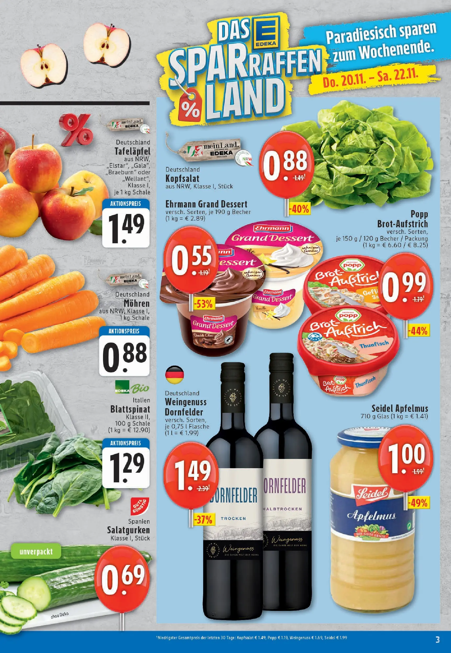 Edeka prospekt Köln	 (ab 17.11.2025) » Angebote Online | Seite: 3 | Produkte: Ehrmann grand dessert, Apple, Mohren, Brot