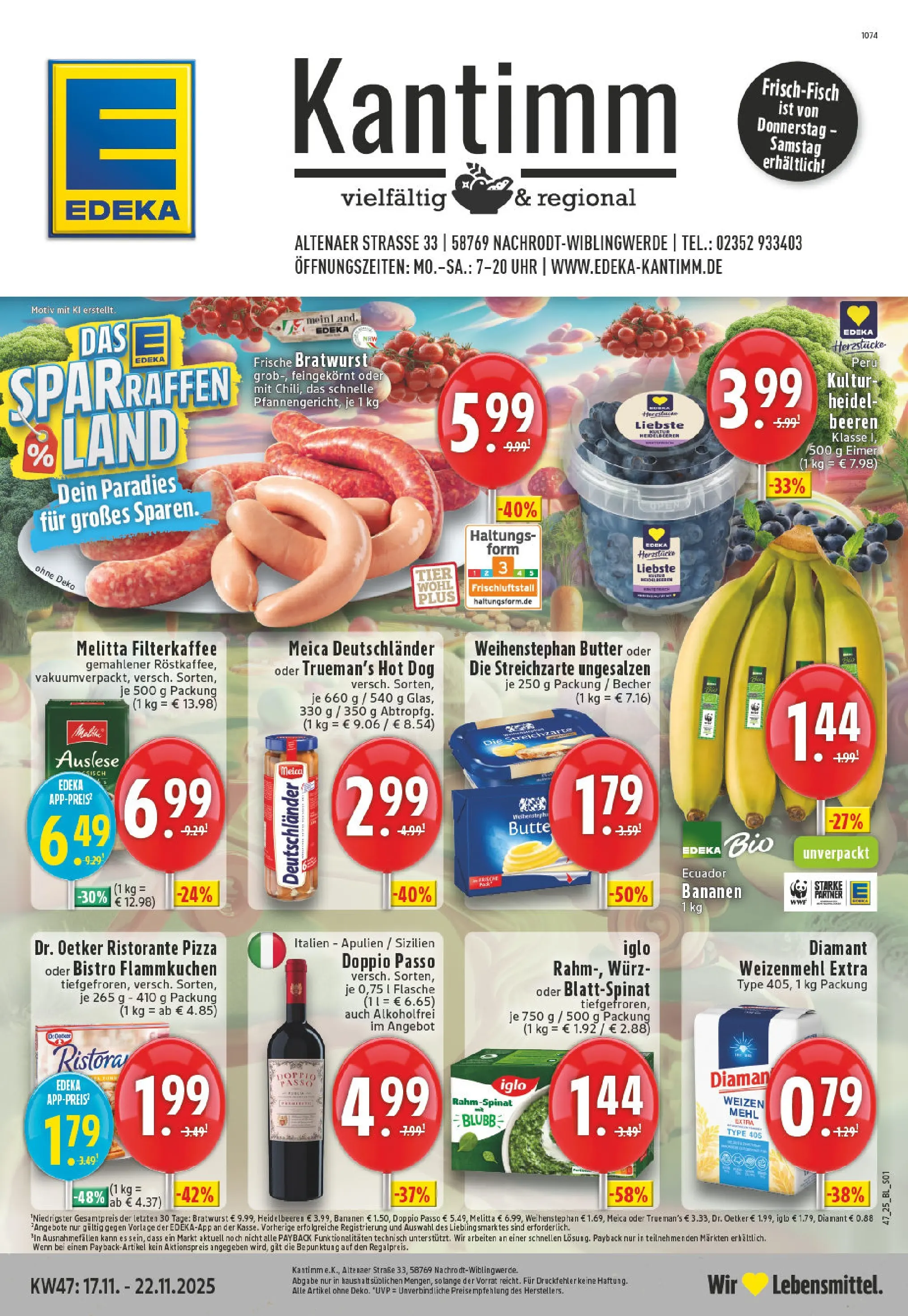 Edeka prospekt Nachrodt - Wilbingwerde	 (ab 17.11.2025) » Angebote Online | Seite: 1 | Produkte: Mehl, Bratwurst, Doppio Passo, Pizza