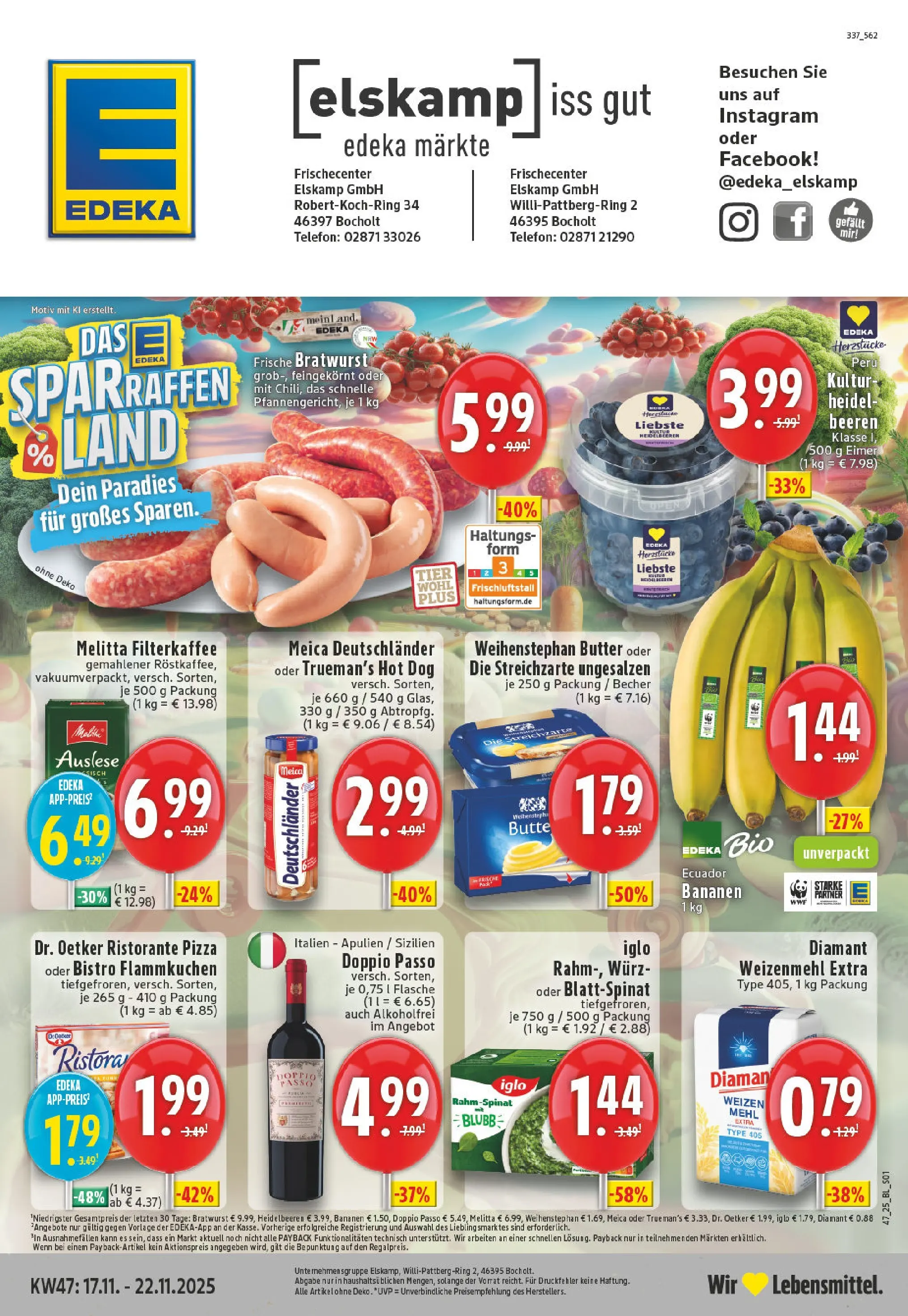 Edeka prospekt Bocholt	 (ab 17.11.2025) » Angebote Online | Seite: 1 | Produkte: Ristorante, Bratwurst, Heidelbeeren, Pizza