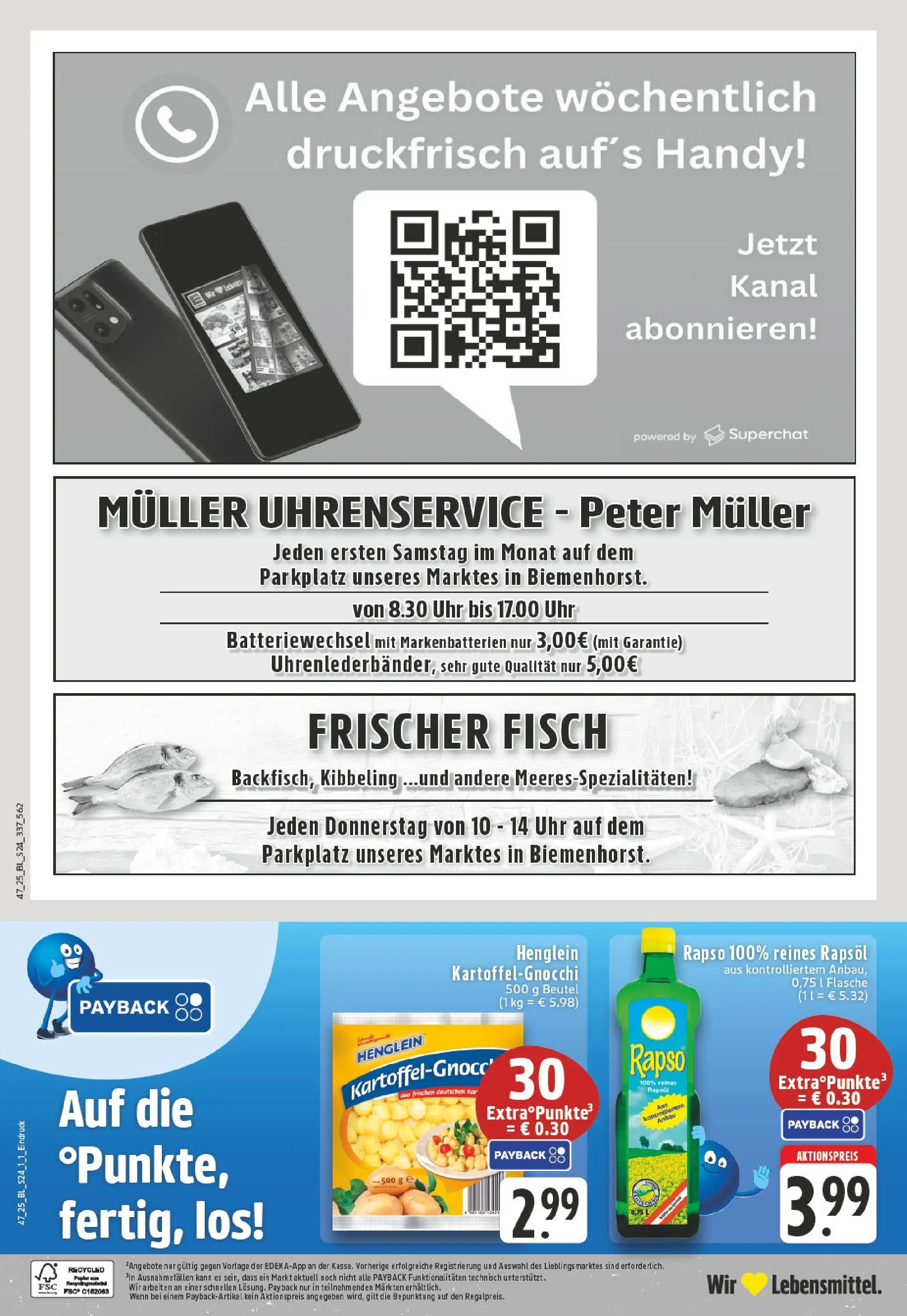 Edeka prospekt Bocholt	 (ab 17.11.2025) » Angebote Online | Seite: 24 | Produkte: Rapsöl, Fisch, Uhr