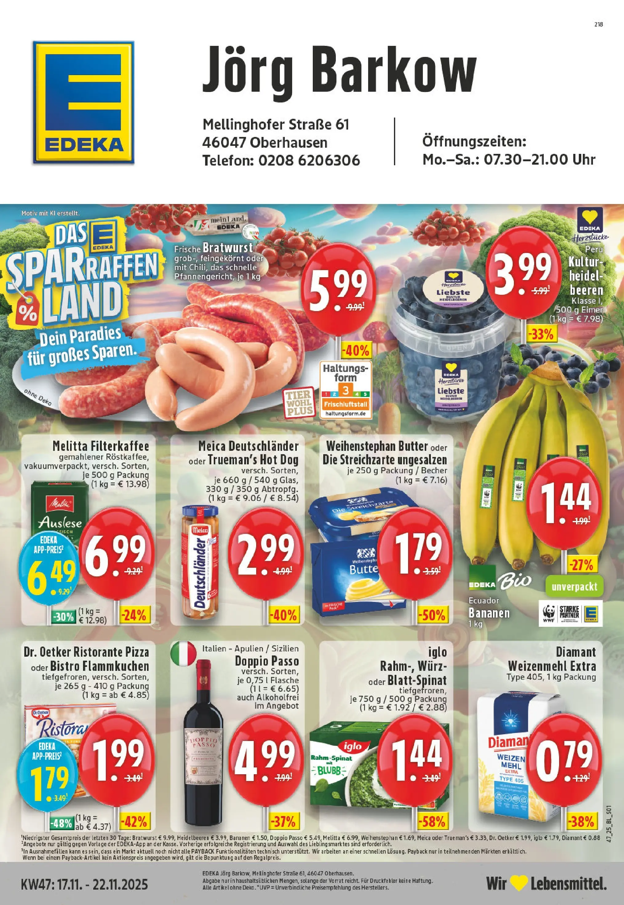 Edeka prospekt Oberhausen	 (ab 17.11.2025) » Angebote Online | Seite: 1 | Produkte: Mehl, Bratwurst, Telefon, Uhr
