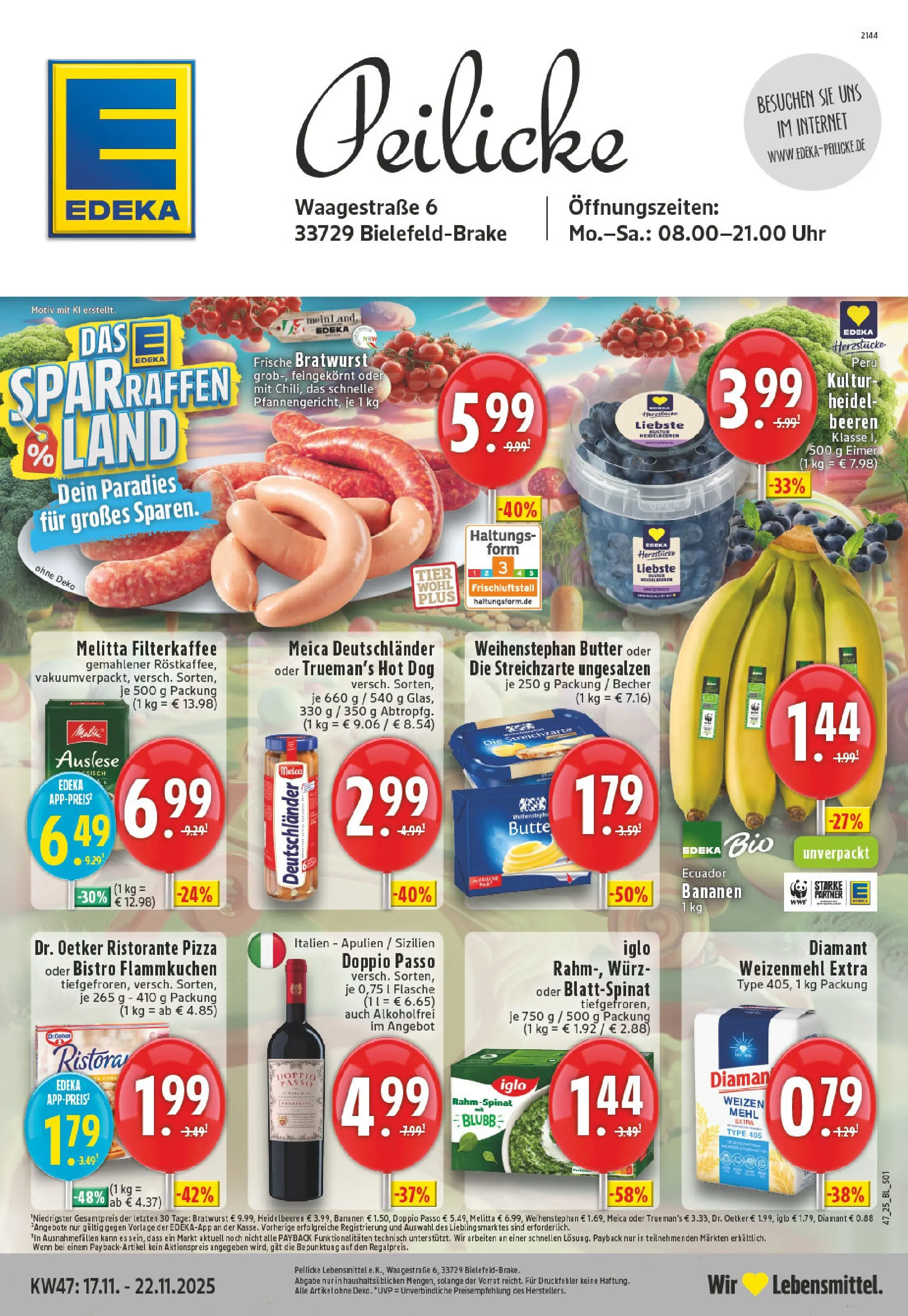 Edeka prospekt Bielefeld-Brake	 (ab 17.11.2025) » Angebote Online | Seite: 1 | Produkte: Melitta, Bananen, Meica, Doppio Passo