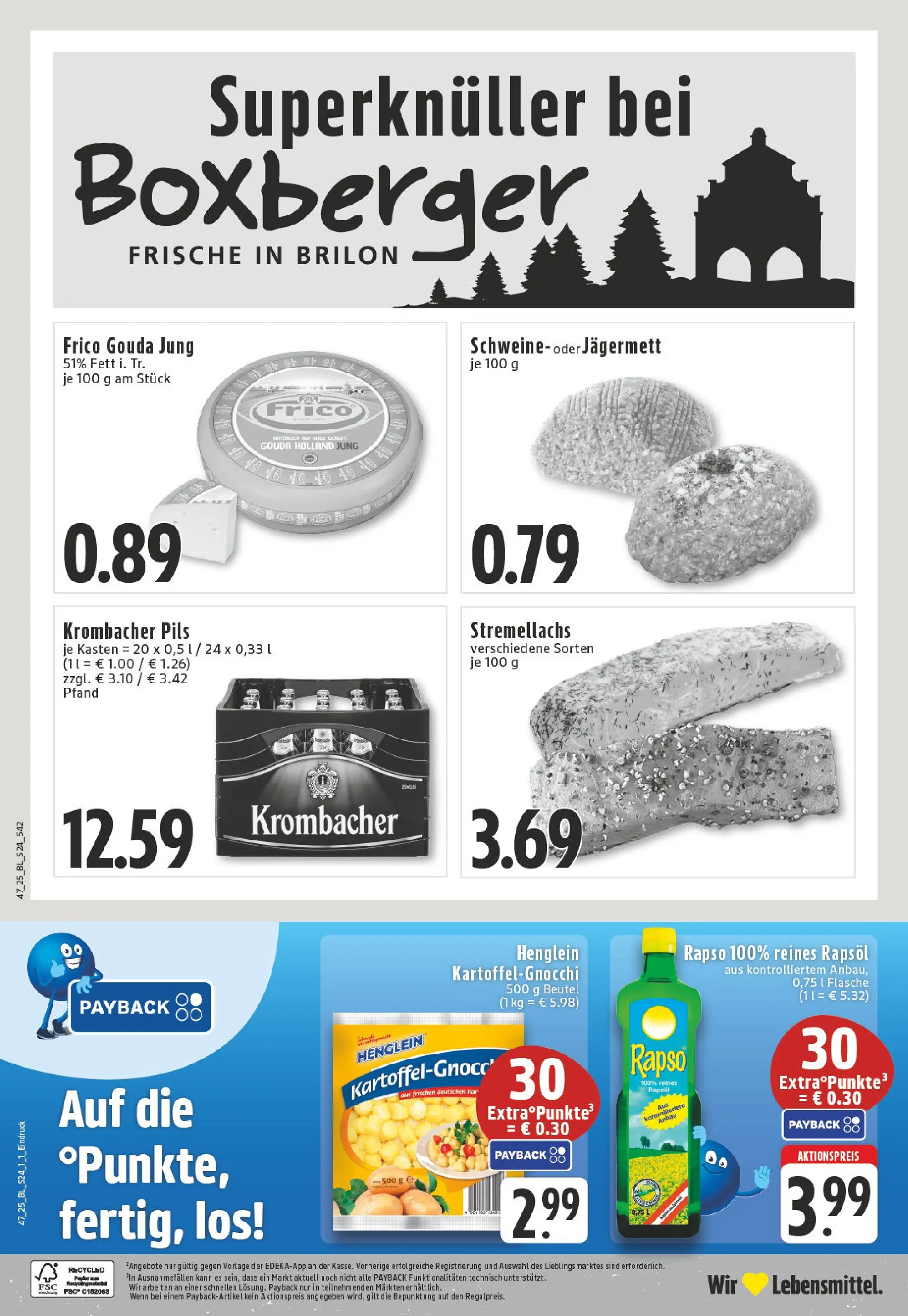 Edeka prospekt Brilon	 (ab 17.11.2025) » Angebote Online | Seite: 24 | Produkte: Rapsöl, Gouda, Pils, Krombacher
