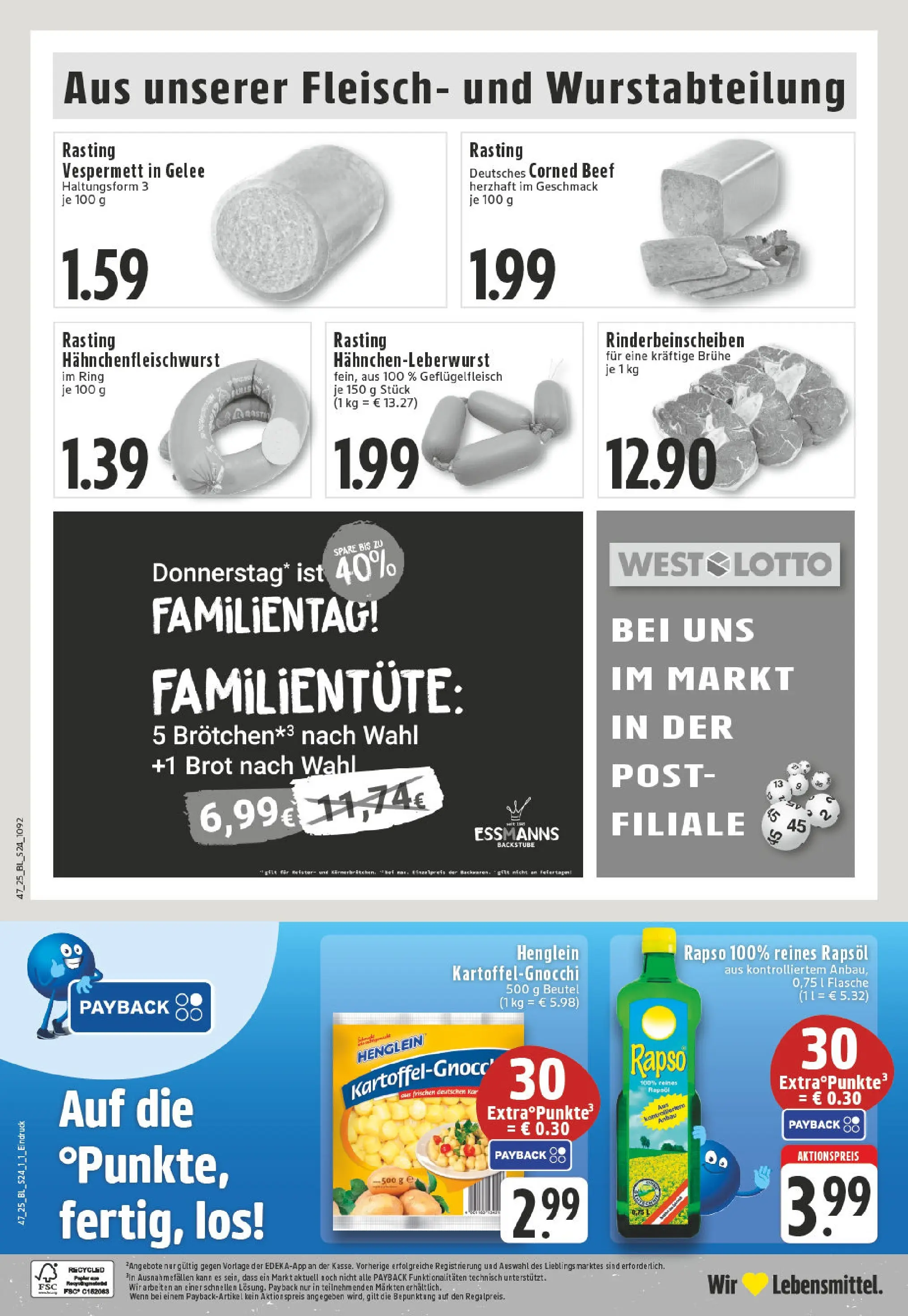 Edeka prospekt Billerbeck	 (ab 17.11.2025) » Angebote Online | Seite: 24 | Produkte: Rapsöl, Brot, Fleisch