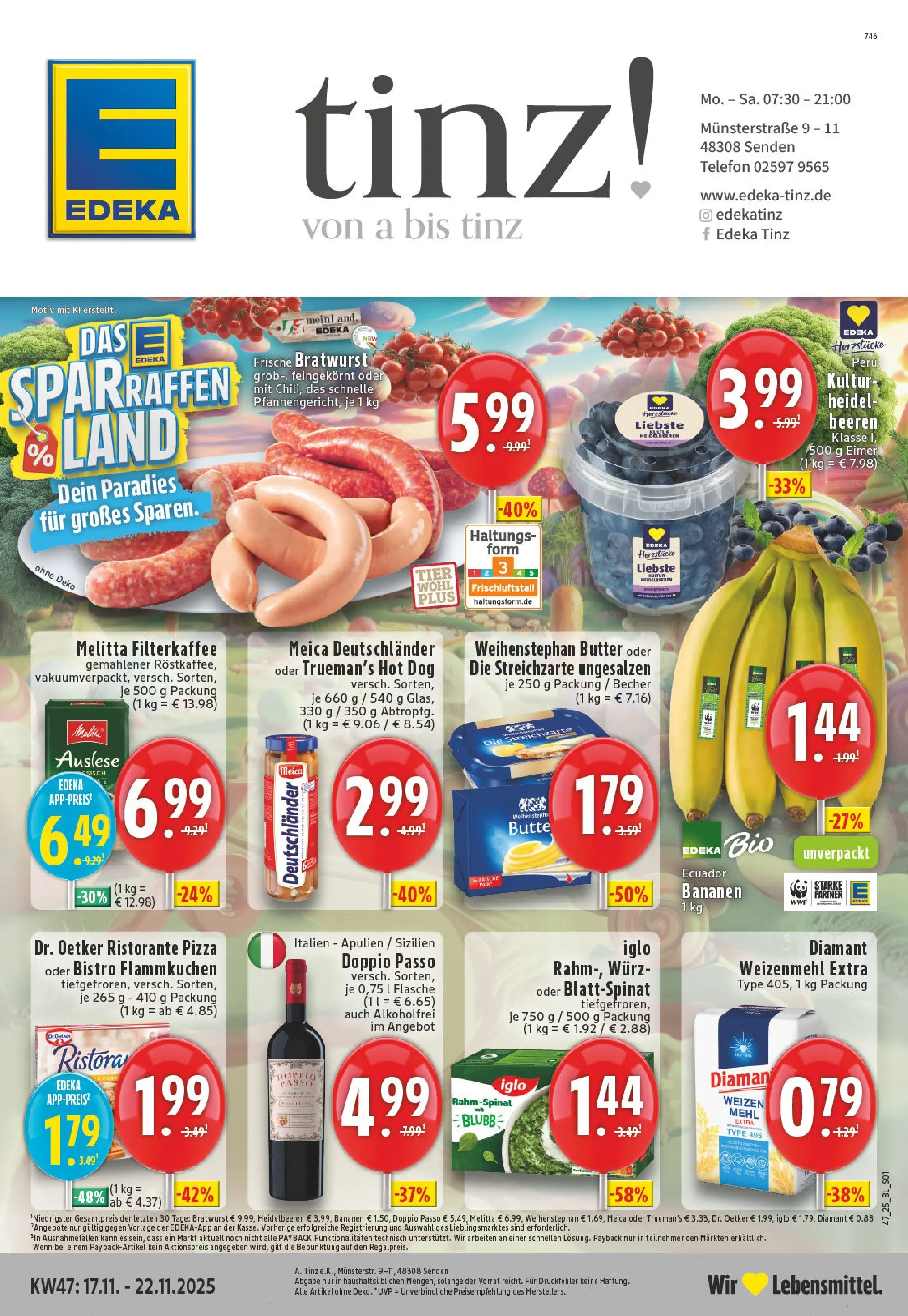 Edeka prospekt Senden	 (ab 17.11.2025) » Angebote Online | Seite: 1 | Produkte: Mehl, Butter, Weizenmehl, Heidelbeeren