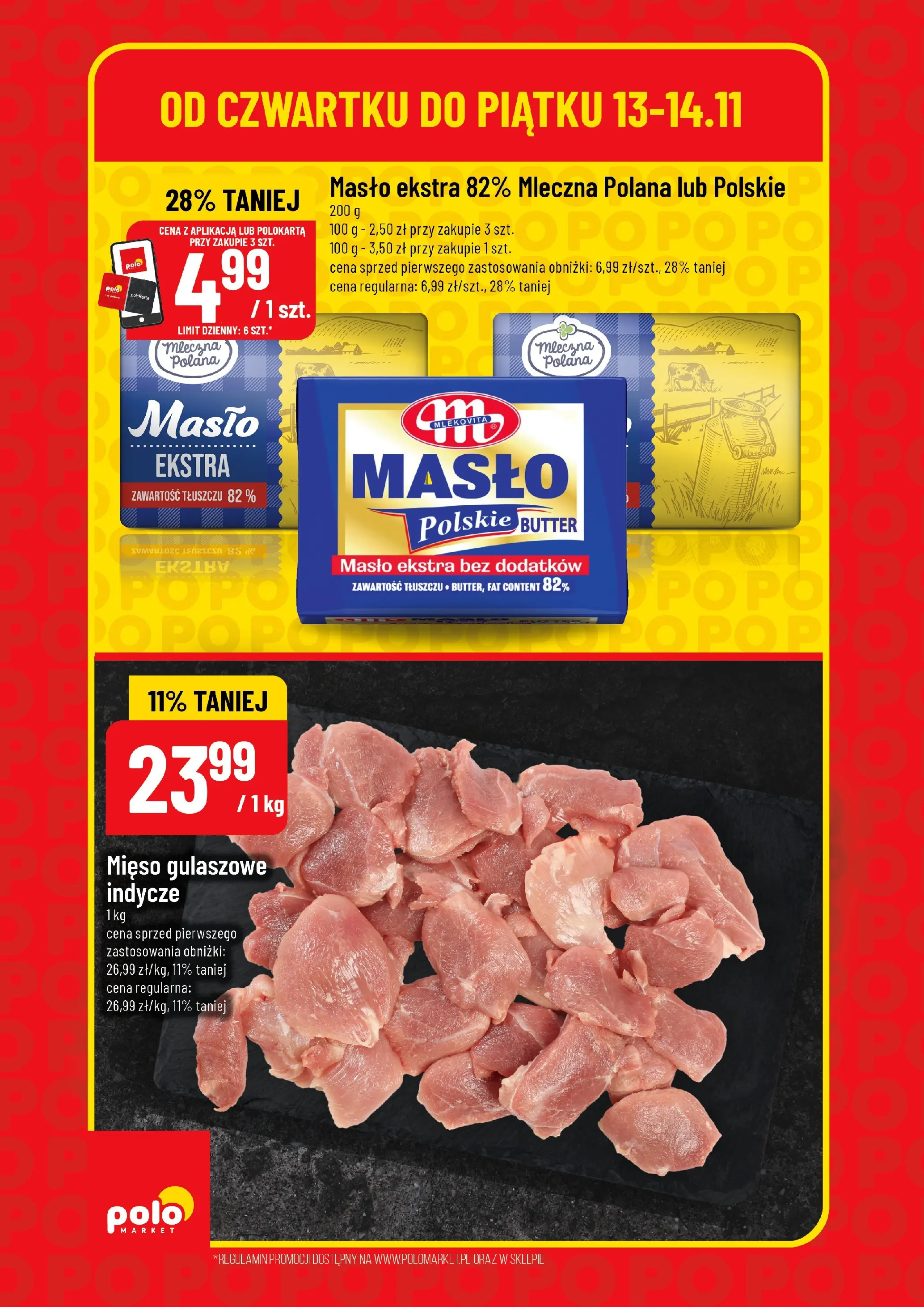 Nowa POLOmarket gazetka od jutra 13.11.2025 (PDF) | Strona: 2 | Produkty: Mięso, Masło