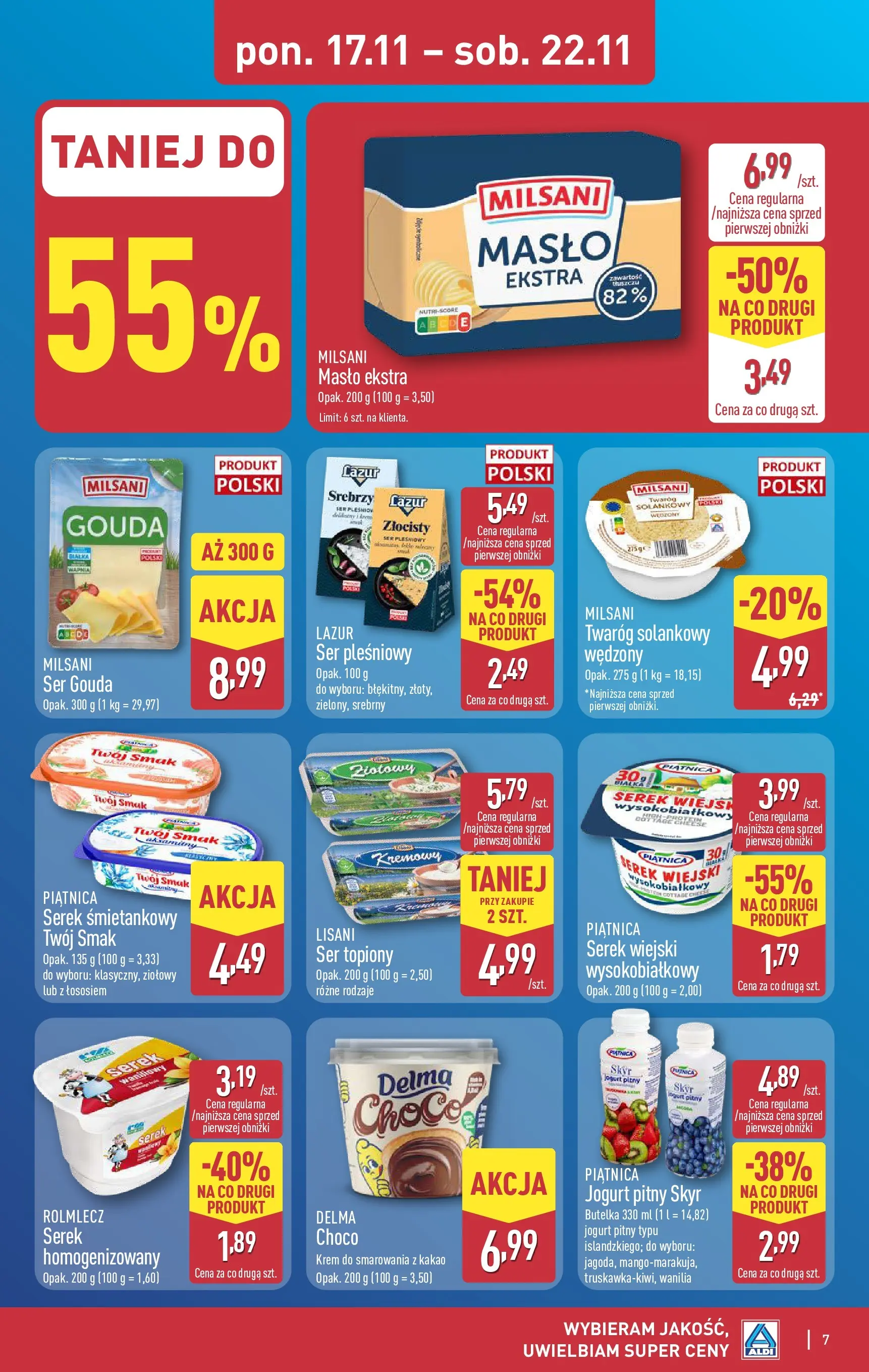 Aldi - Nie przegap tych okazji w ALDI od 16.11.2025 - Ulotka PDF, promocje | Strona: 7 | Produkty: Ser, Krem, Twaróg, Ser gouda