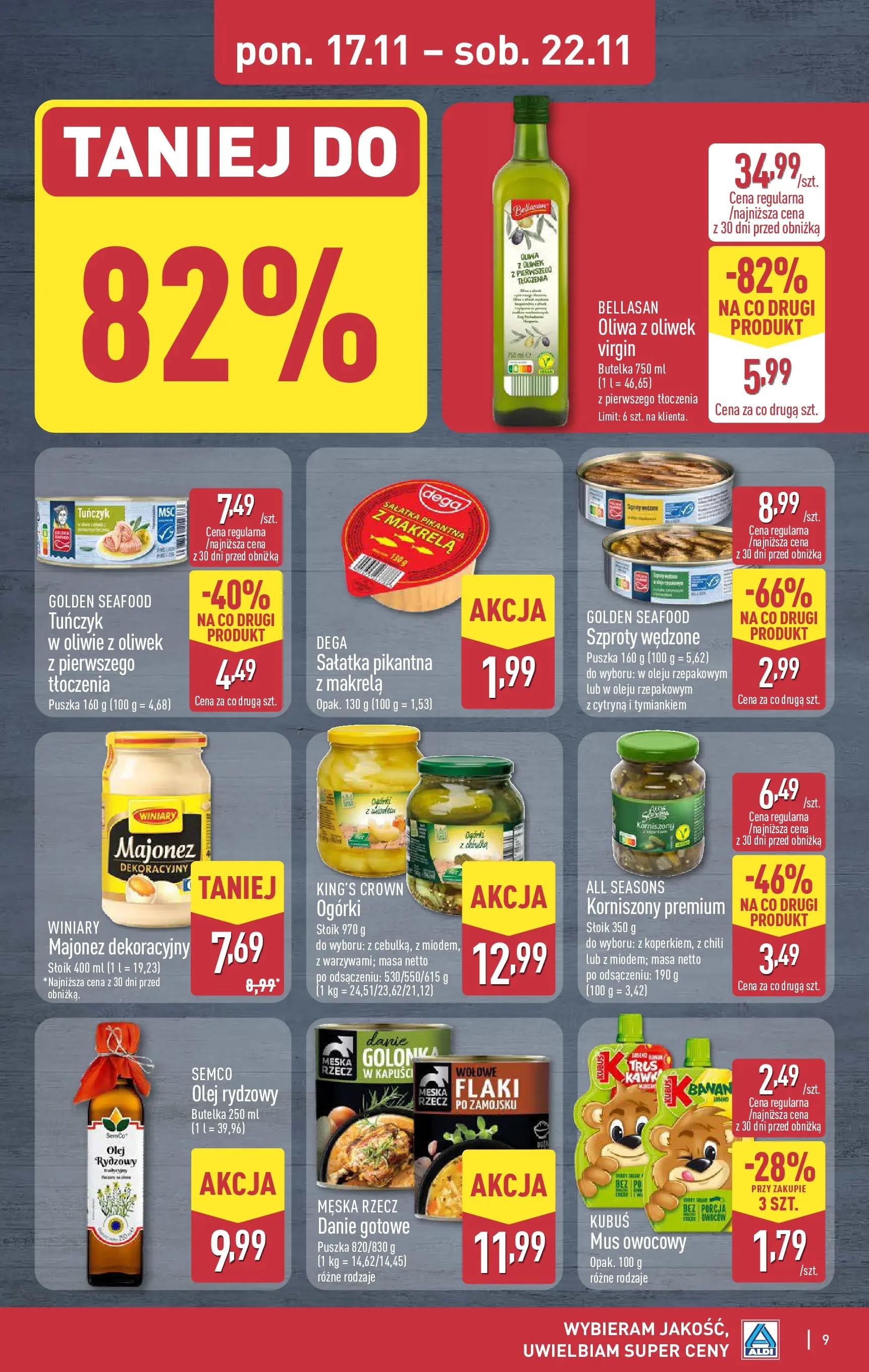Aldi - Nie przegap tych okazji w ALDI od 16.11.2025 - Ulotka PDF, promocje | Strona: 9 | Produkty: Oliwa z oliwek, Tuńczyk, Olej, Majonez
