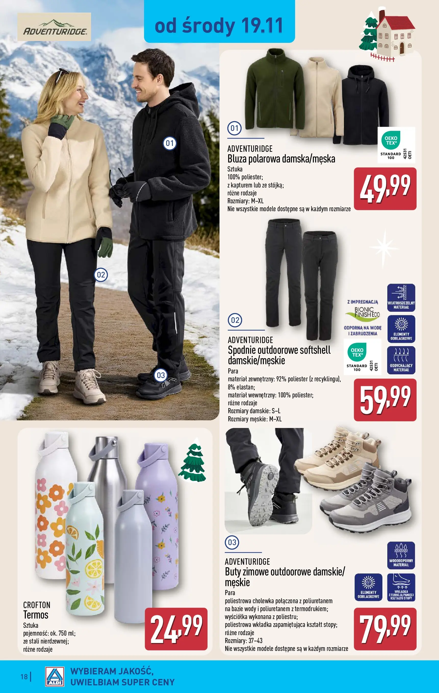 Aldi - Nie przegap tych okazji w ALDI od 16.11.2025 - Ulotka PDF, promocje | Strona: 18 | Produkty: Spodnie, Buty, Buty zimowe