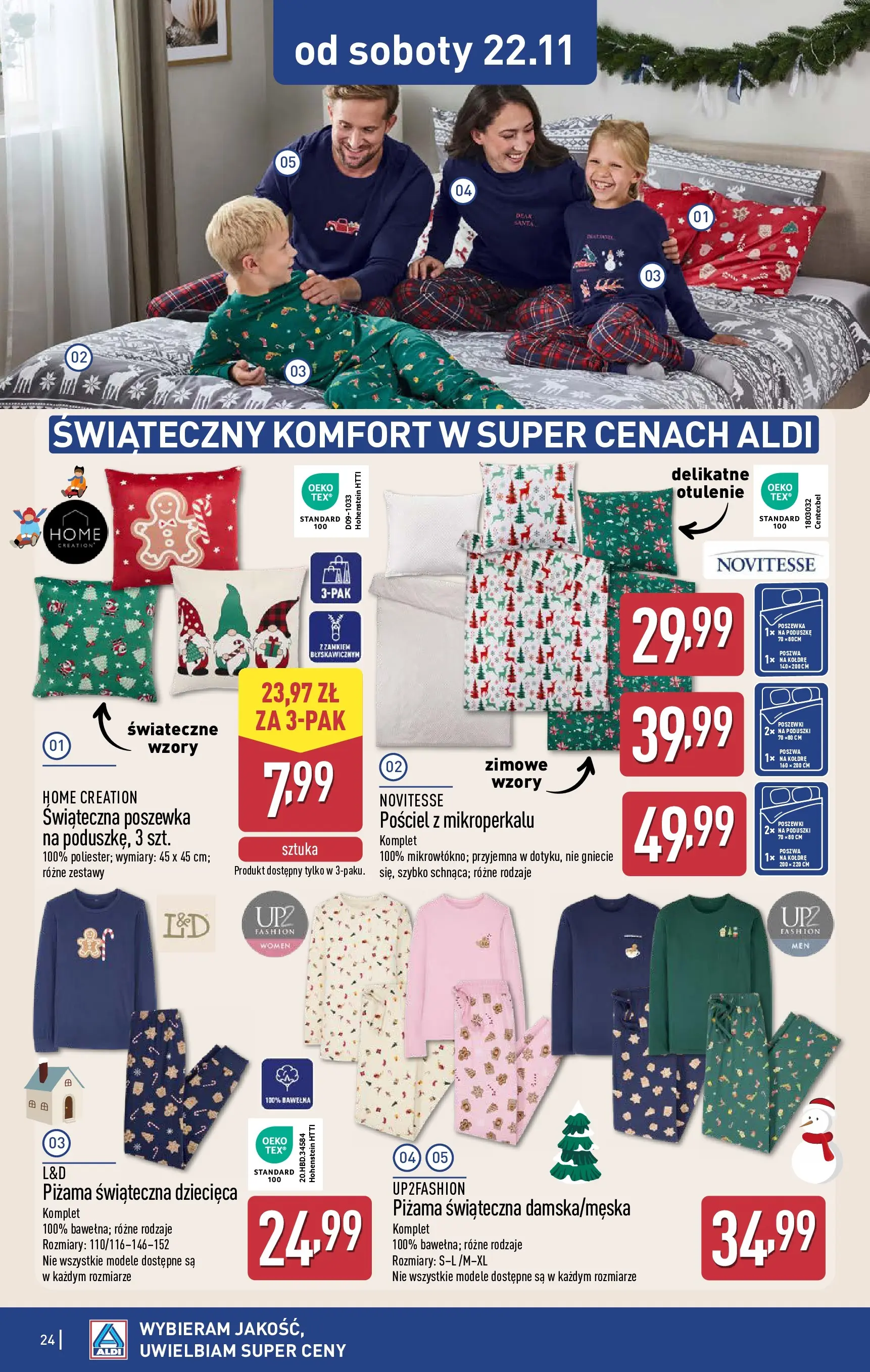 Aldi - Nie przegap tych okazji w ALDI od 16.11.2025 - Ulotka PDF, promocje | Strona: 24 | Produkty: Pościel, Piżama