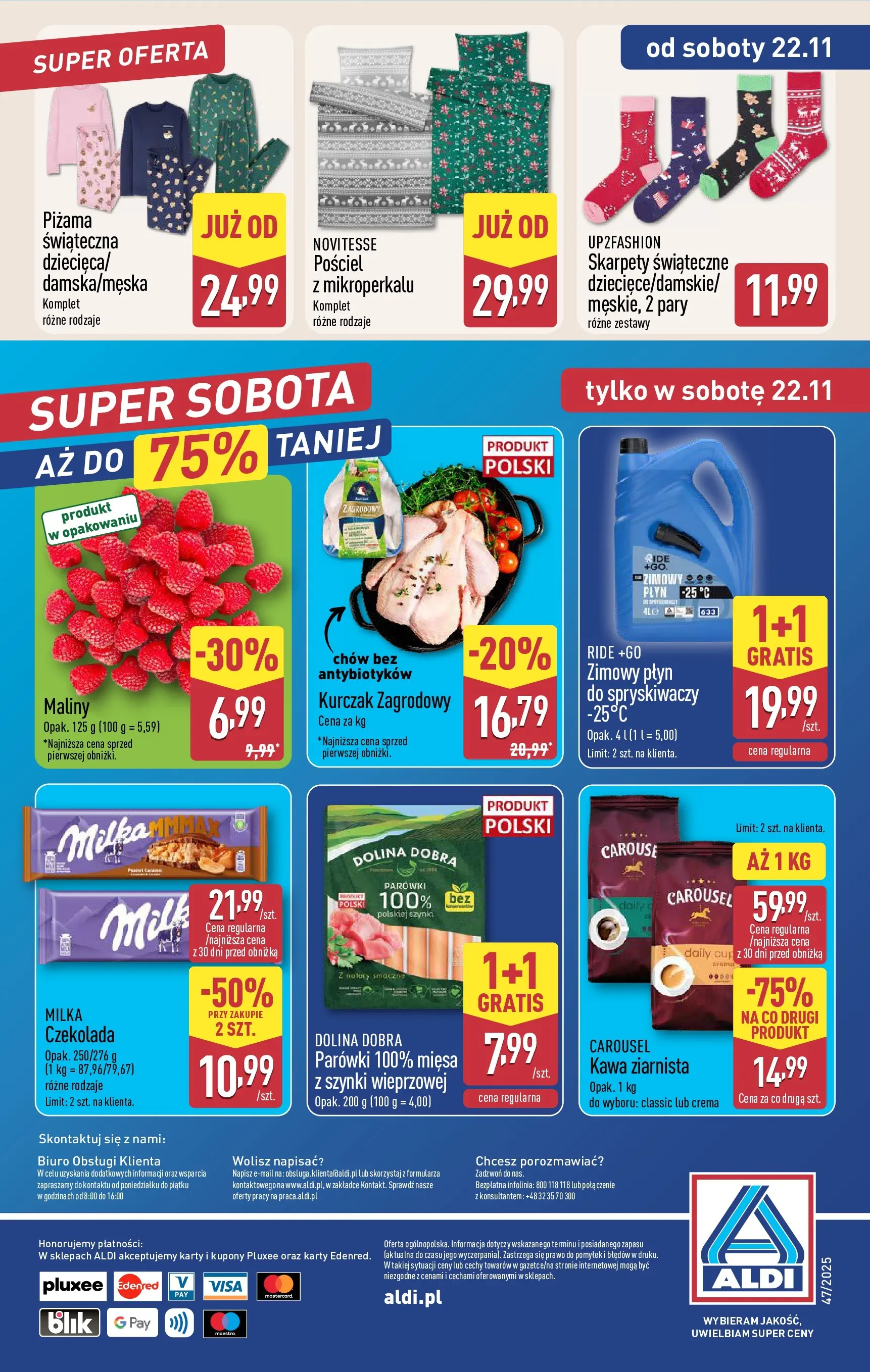 Aldi - Nie przegap tych okazji w ALDI od 16.11.2025 - Ulotka PDF, promocje | Strona: 28 | Produkty: Pościel, Maliny, Parówki, Kawa