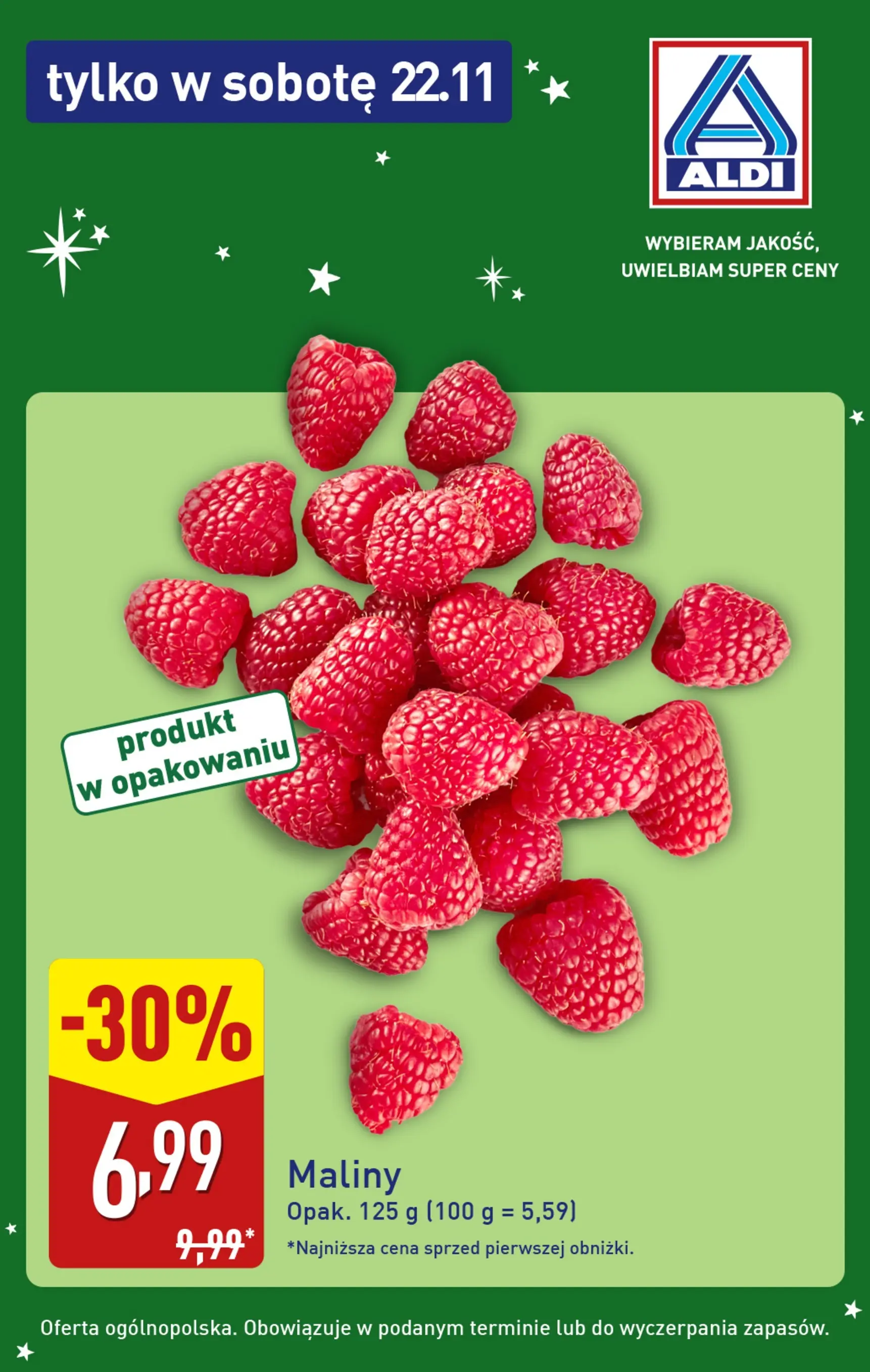 Aldi Gazetka - Tylko w sobotę od 22.11.2025 - Ulotka PDF, promocje | Strona: 3 | Produkty: Maliny