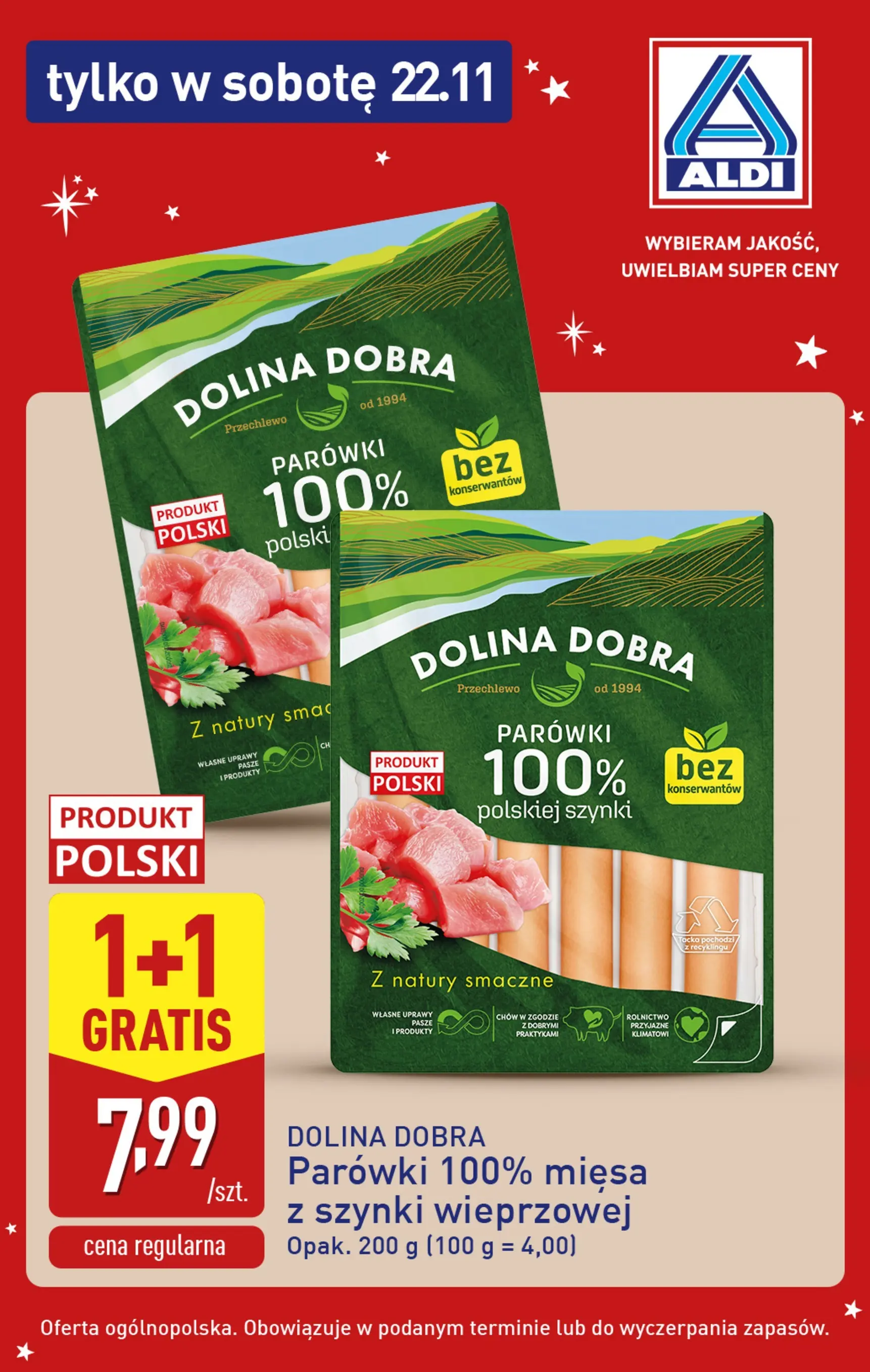 Aldi Gazetka - Tylko w sobotę od 22.11.2025 - Ulotka PDF, promocje | Strona: 6 | Produkty: Parówki