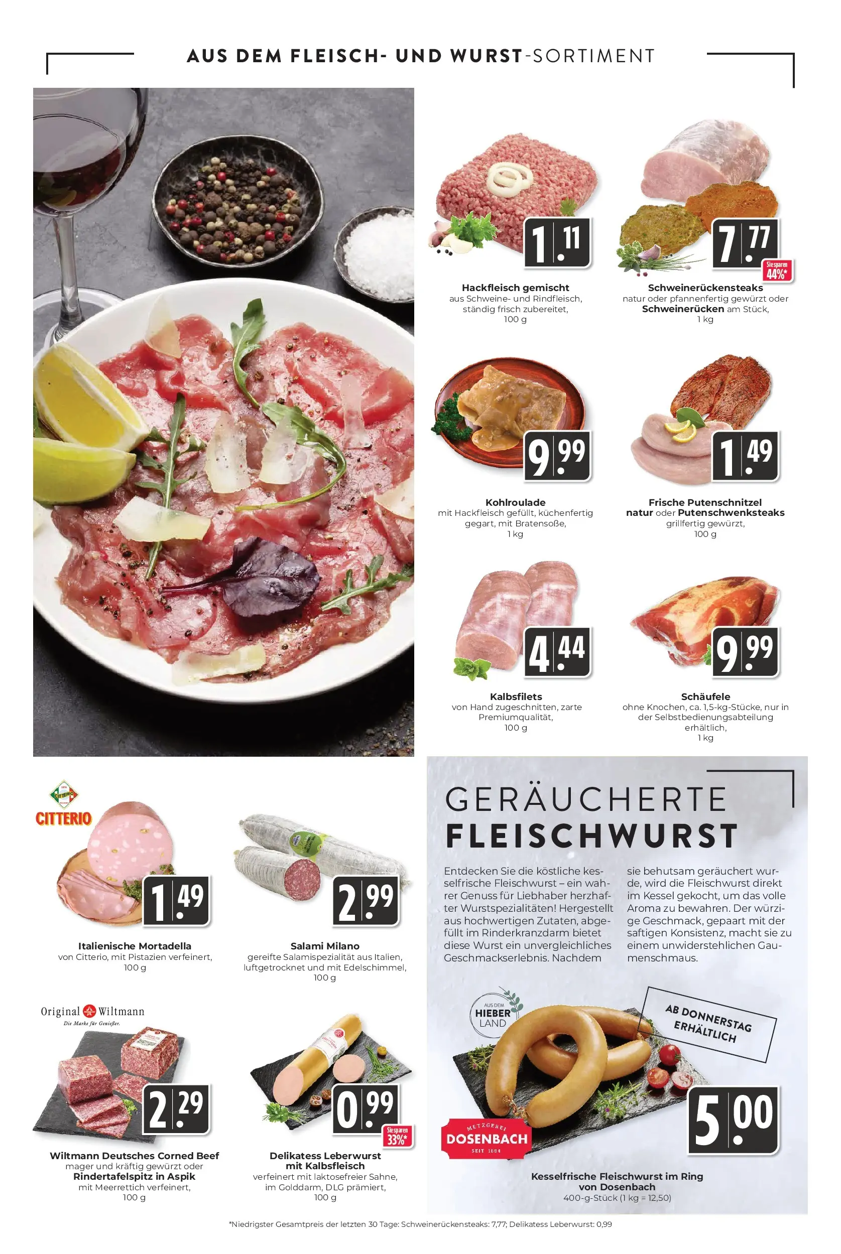 Entdecke - Hieber's Frischecenter: Meine Woche (ab 16.11.2025) zum Blättern | Seite: 4 | Produkte: Pistazien, Schweinerucken, Salami, Hackfleisch