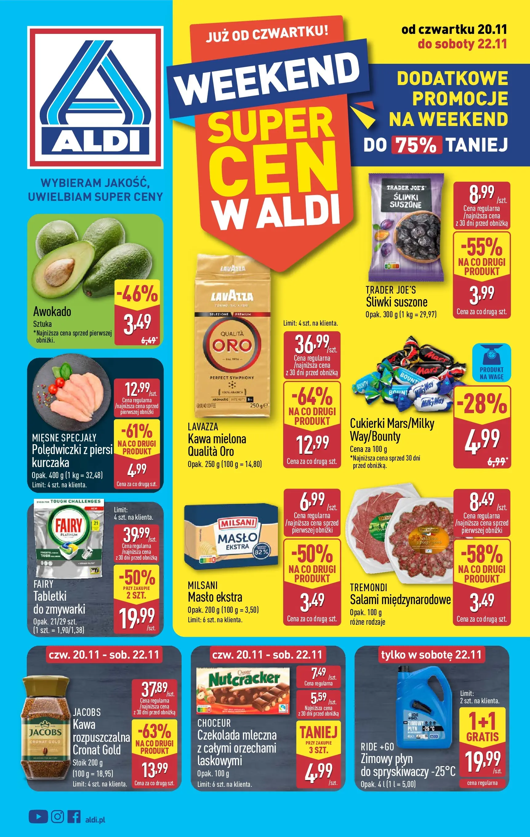 Aldi Gazetka - Okazje na weekend od 20.11.2025 - Ulotka PDF, promocje | Strona: 1 | Produkty: Piersi, Czekolada mleczna, Masło, Czekolada