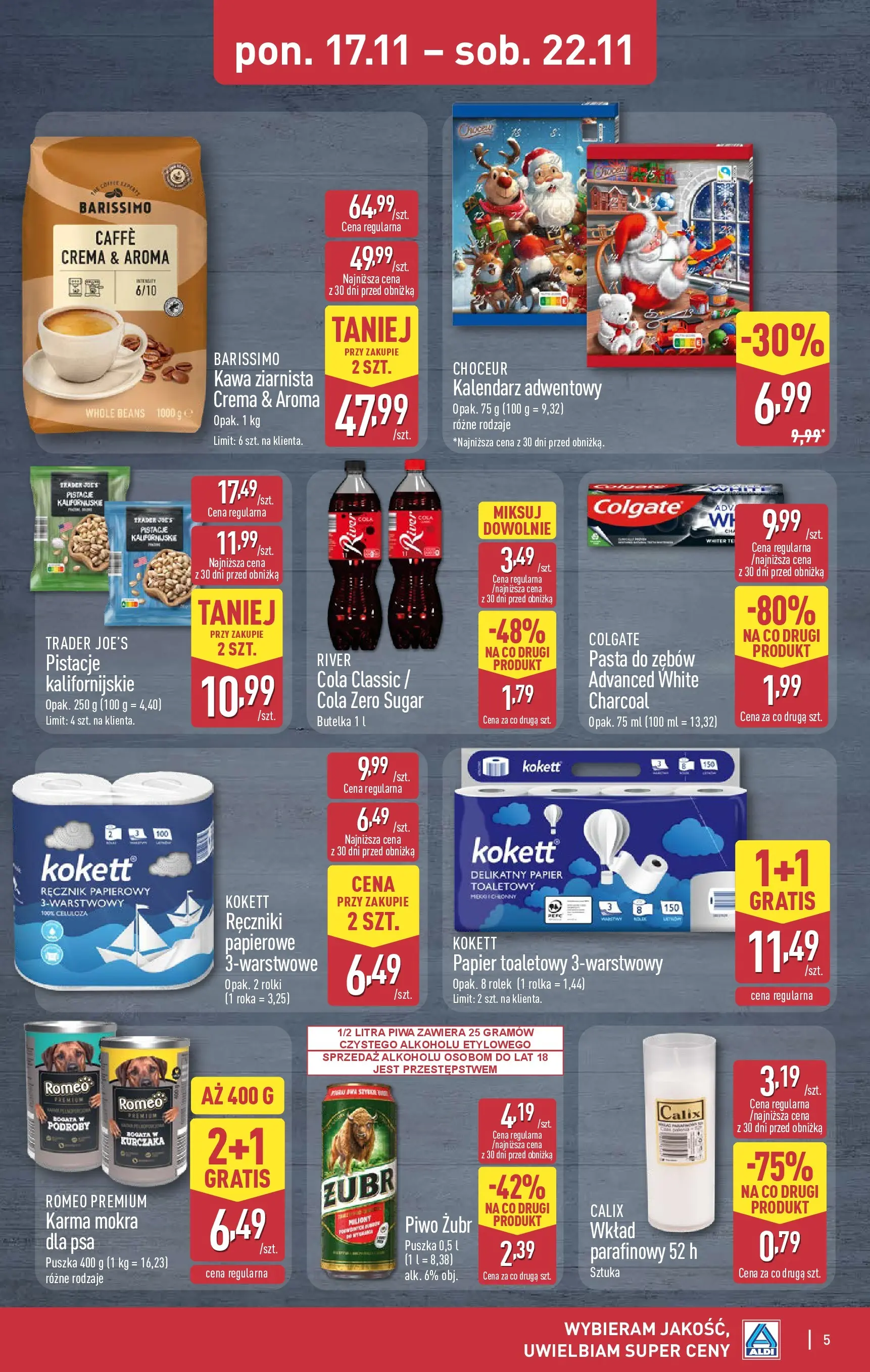 Aldi Gazetka - Okazje na weekend od 20.11.2025 - Ulotka PDF, promocje | Strona: 5 | Produkty: Piwo żubr, Kalendarz adwentowy, Kalendarz, Kawa