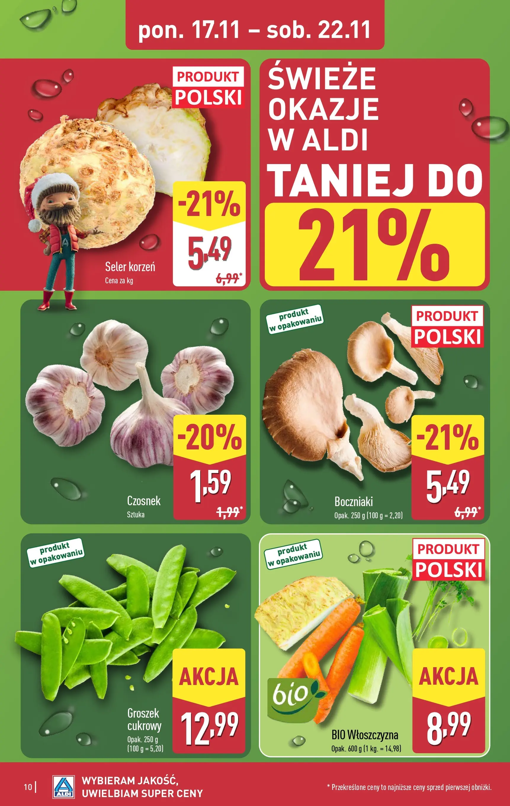 Aldi Gazetka - Okazje na weekend od 20.11.2025 - Ulotka PDF, promocje | Strona: 10 | Produkty: Czosnek, Groszek, Boczniaki, Groszek cukrowy