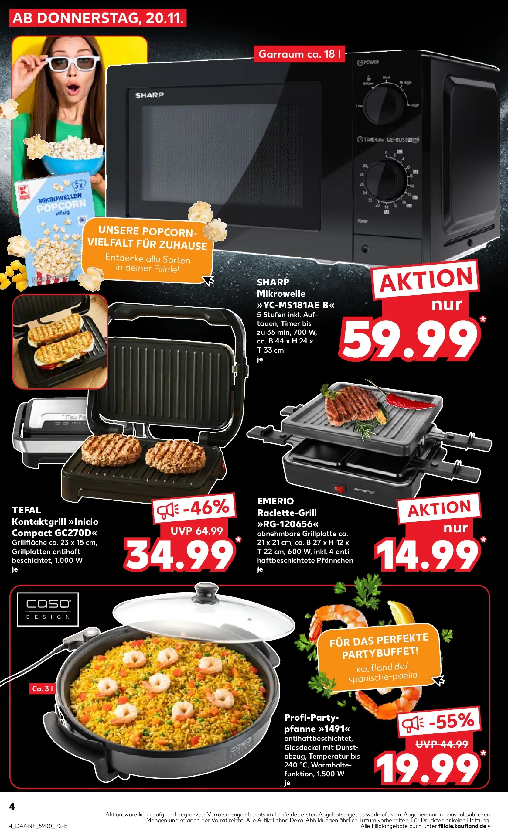 Prospekt Kaufland ab 19.11.2025 » Angebote Online zum Blättern | Seite: 4 | Produkte: Mikrowelle, Grill, Raclette