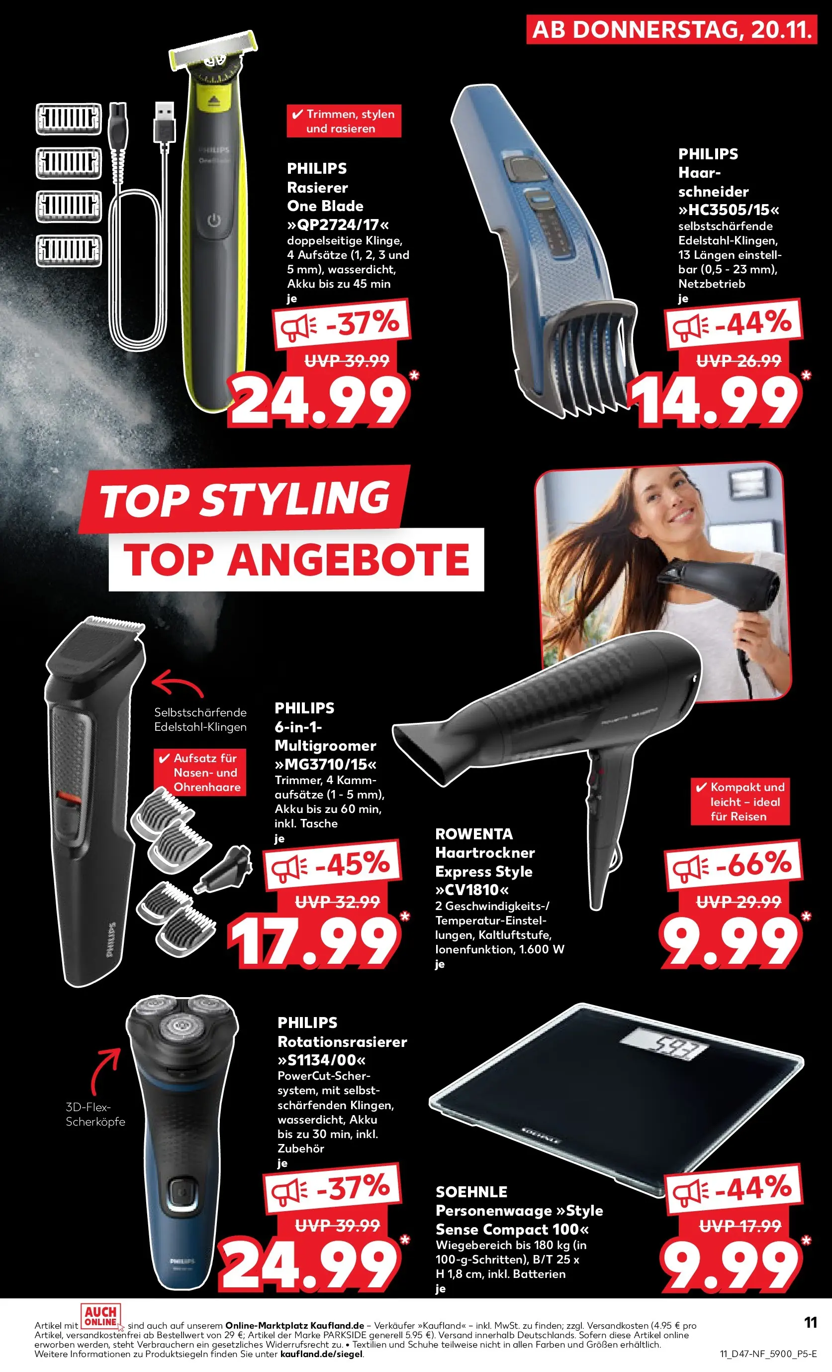 Prospekt Kaufland ab 19.11.2025 » Angebote Online zum Blättern | Seite: 11 | Produkte: Tasche, Philips, Rasierer, Batterien