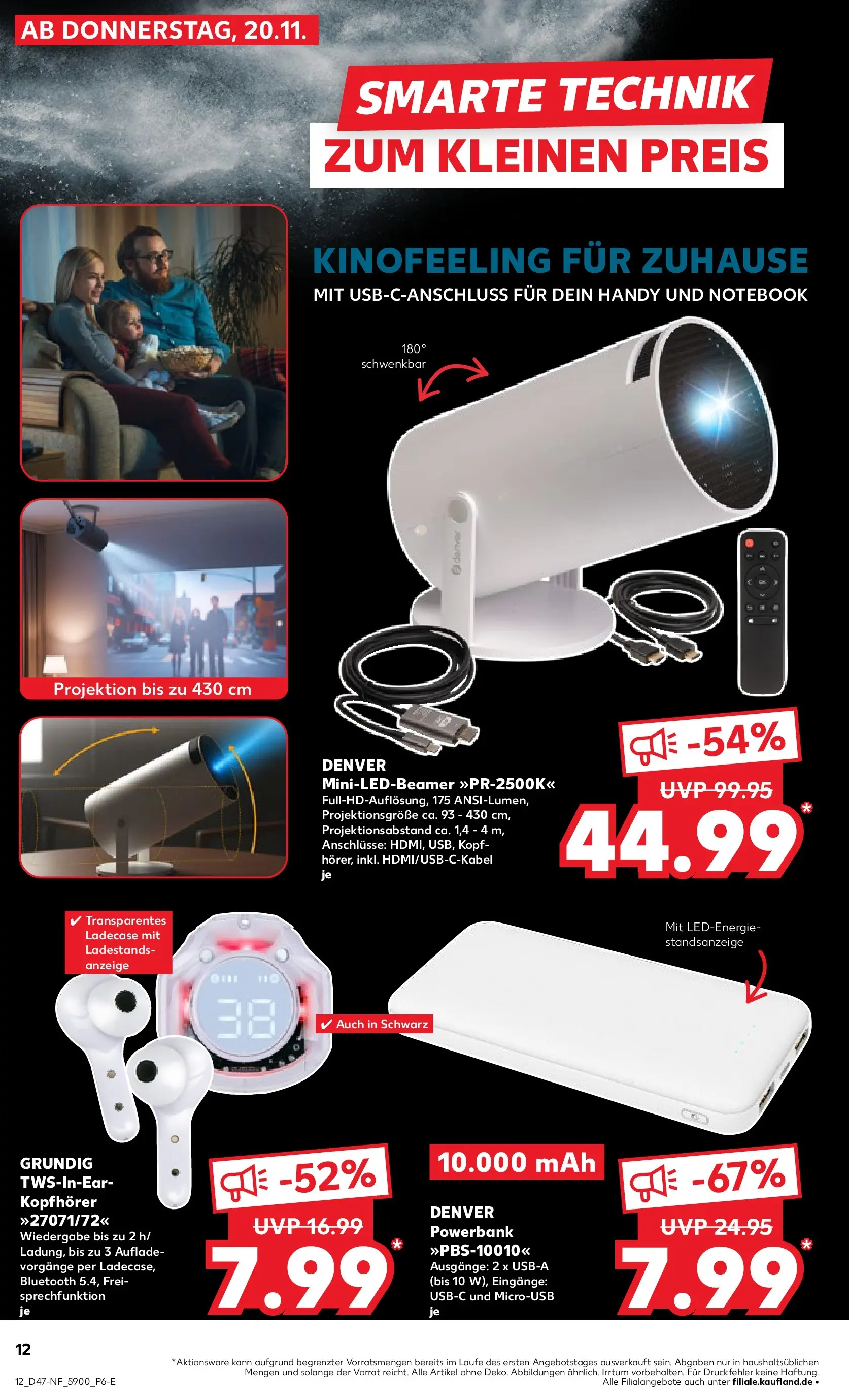 Prospekt Kaufland ab 19.11.2025 » Angebote Online zum Blättern | Seite: 12 | Produkte: Notebook, Powerbank, Kopfhörer