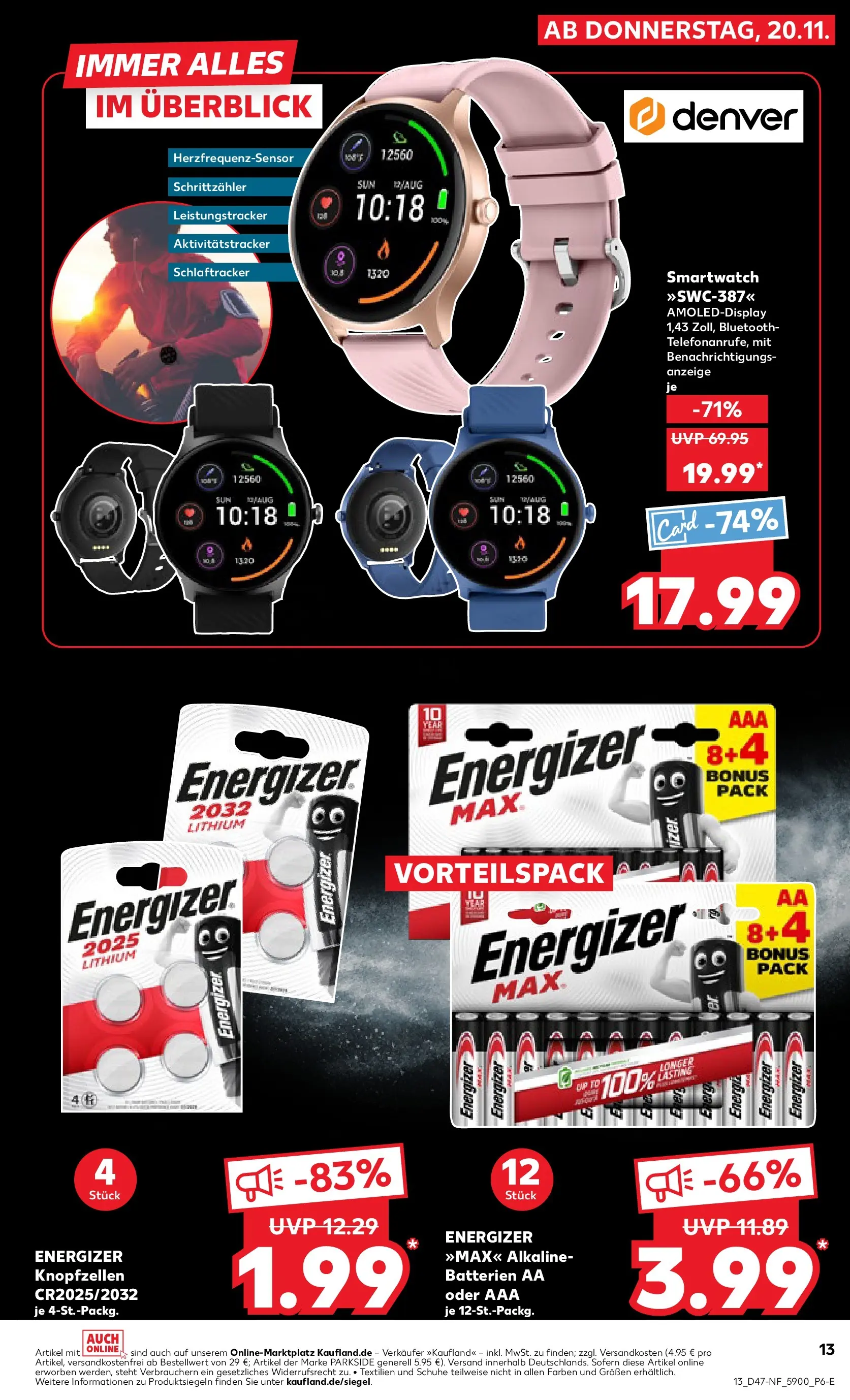 Prospekt Kaufland ab 19.11.2025 » Angebote Online zum Blättern | Seite: 13 | Produkte: Smartwatch, Batterien