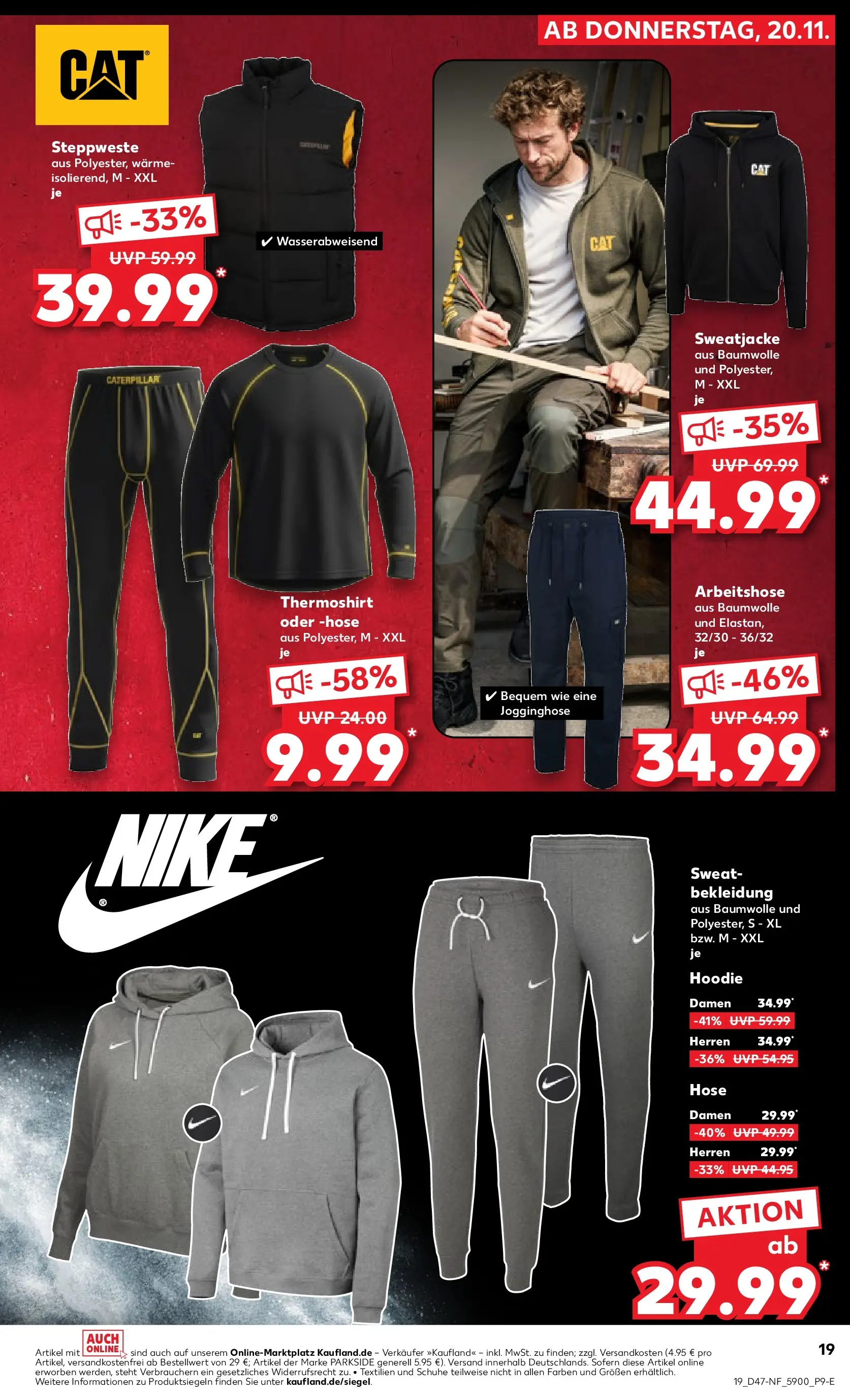Prospekt Kaufland ab 19.11.2025 » Angebote Online zum Blättern | Seite: 19 | Produkte: Sweatjacke, Sweatshirt, Bekleidung, Hose