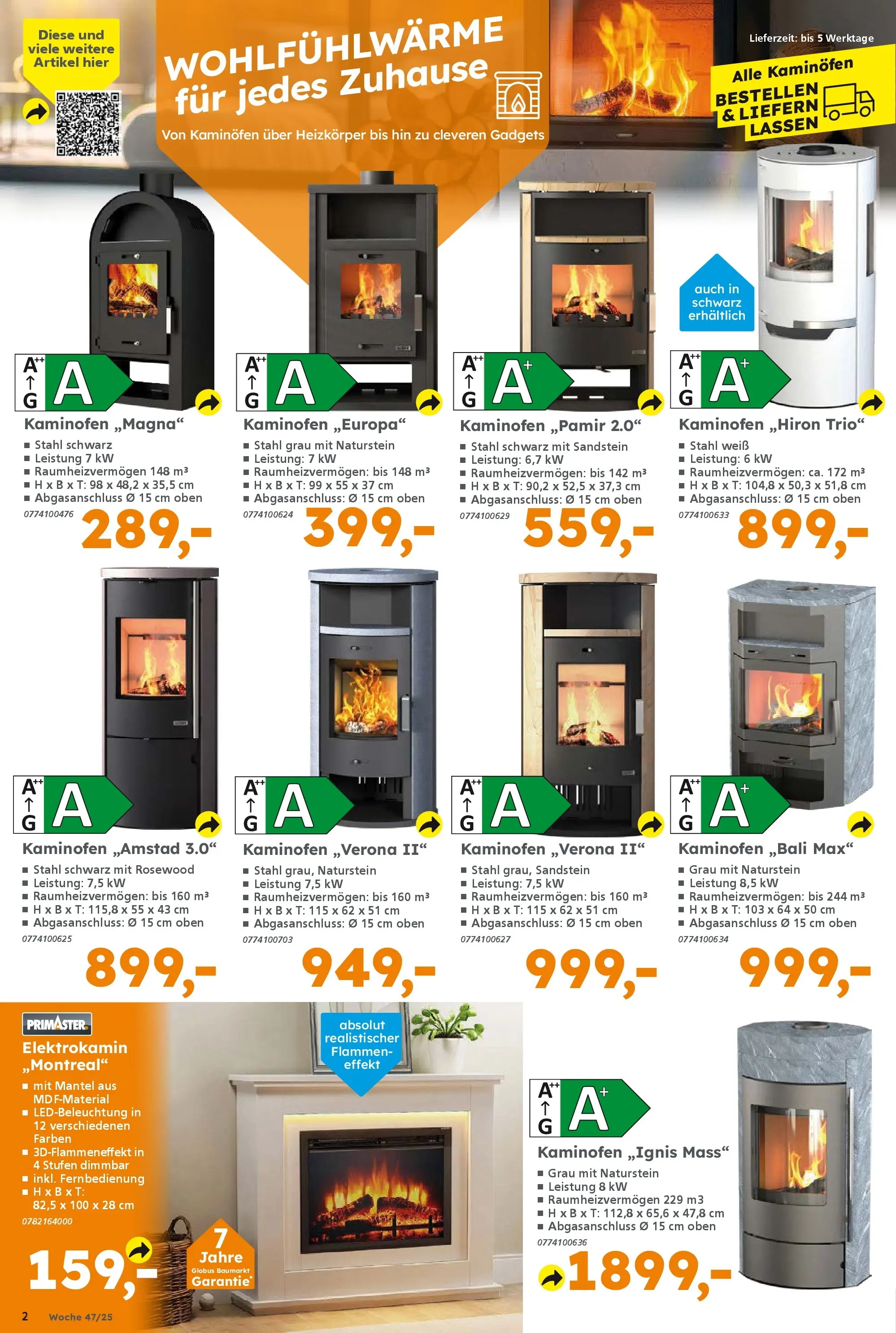 Globus Baumarkt prospekt Forchheim	 (ab 16.11.2025) zum Blättern | Seite: 2 | Produkte: Heizkörper, Kaminofen, Mantel