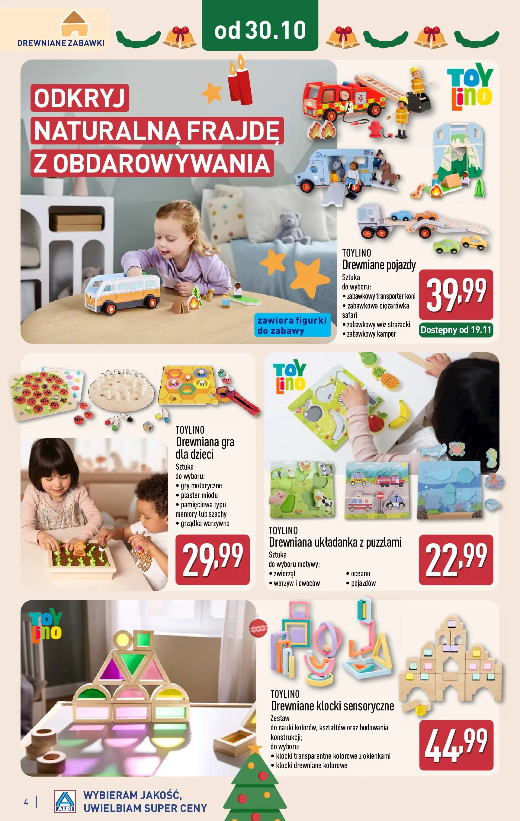 Aldi gazetka od 05.11.2025 | Boże Narodzenie 🎄🎁 | Strona: 4 | Produkty: Gra, Figurki, Gry, Klocki drewniane